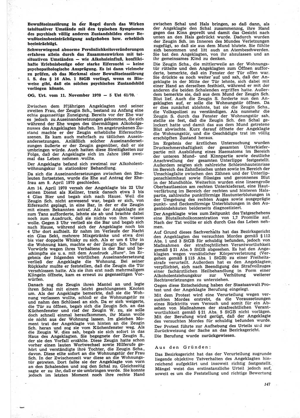 Neue Justiz (NJ), Zeitschrift für Recht und Rechtswissenschaft [Deutsche Demokratische Republik (DDR)], 25. Jahrgang 1971, Seite 147 (NJ DDR 1971, S. 147)