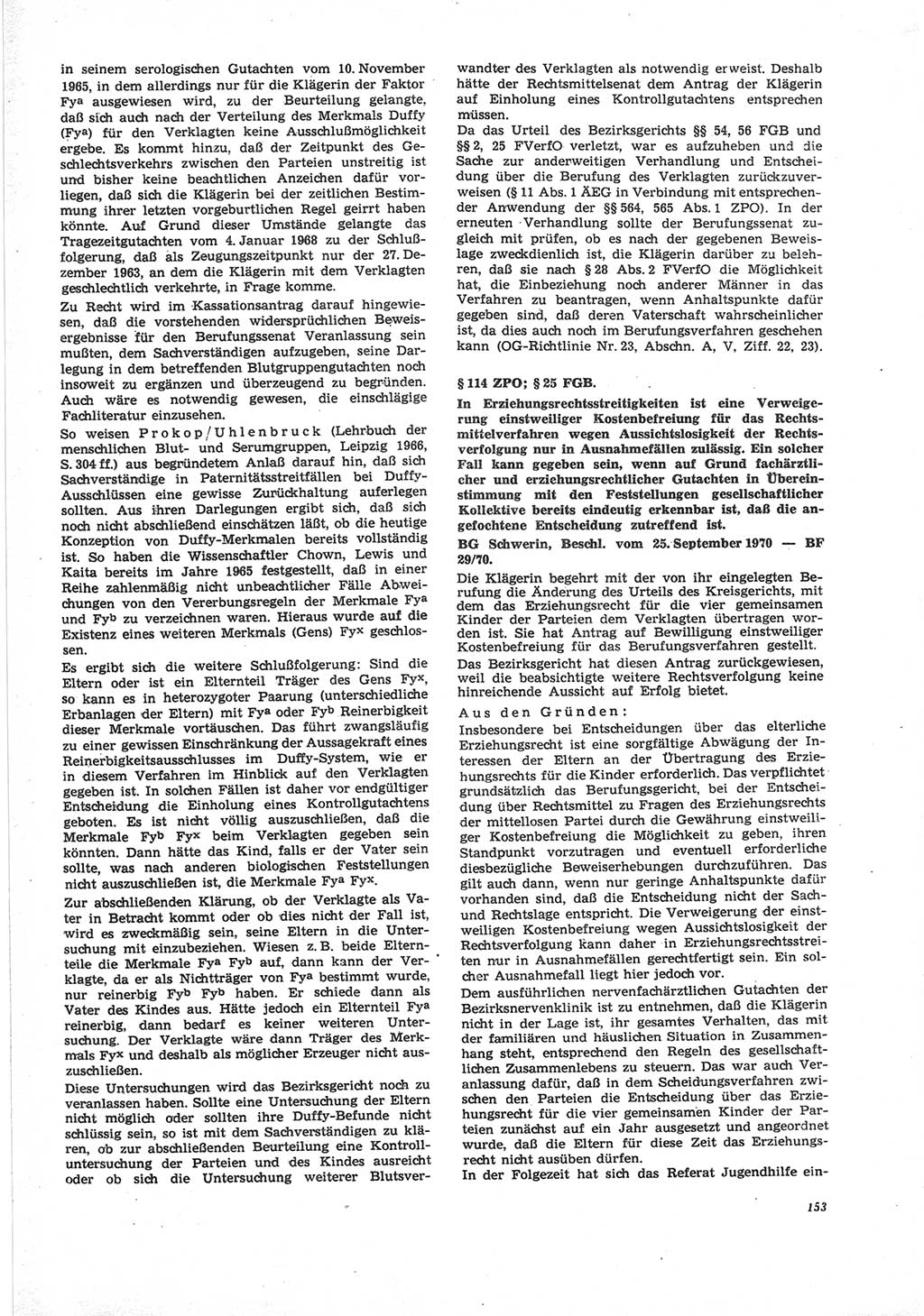 Neue Justiz (NJ), Zeitschrift für Recht und Rechtswissenschaft [Deutsche Demokratische Republik (DDR)], 25. Jahrgang 1971, Seite 153 (NJ DDR 1971, S. 153)
