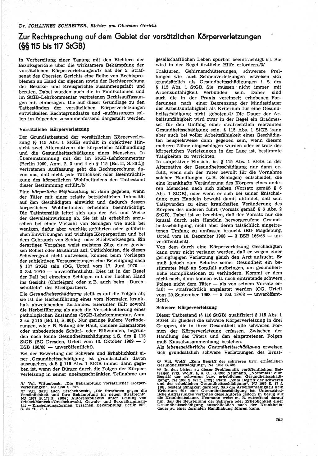Neue Justiz (NJ), Zeitschrift für Recht und Rechtswissenschaft [Deutsche Demokratische Republik (DDR)], 25. Jahrgang 1971, Seite 165 (NJ DDR 1971, S. 165)