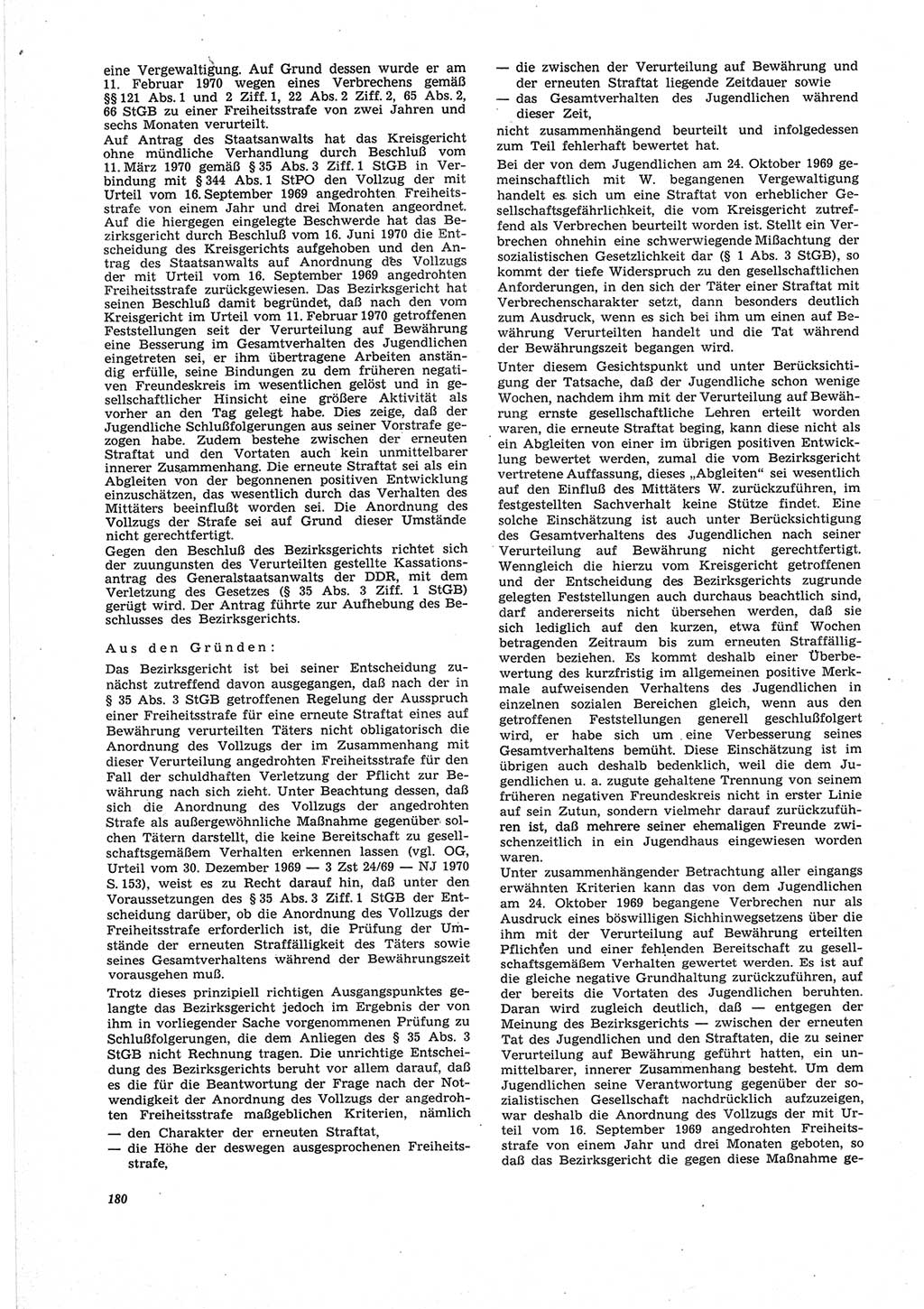 Neue Justiz (NJ), Zeitschrift für Recht und Rechtswissenschaft [Deutsche Demokratische Republik (DDR)], 25. Jahrgang 1971, Seite 180 (NJ DDR 1971, S. 180)