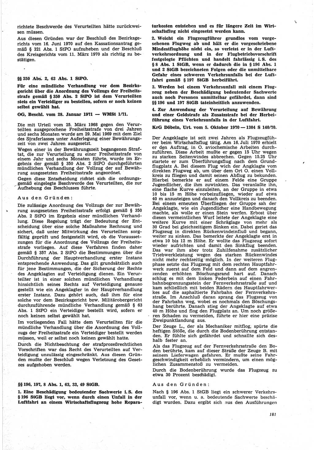 Neue Justiz (NJ), Zeitschrift für Recht und Rechtswissenschaft [Deutsche Demokratische Republik (DDR)], 25. Jahrgang 1971, Seite 181 (NJ DDR 1971, S. 181)