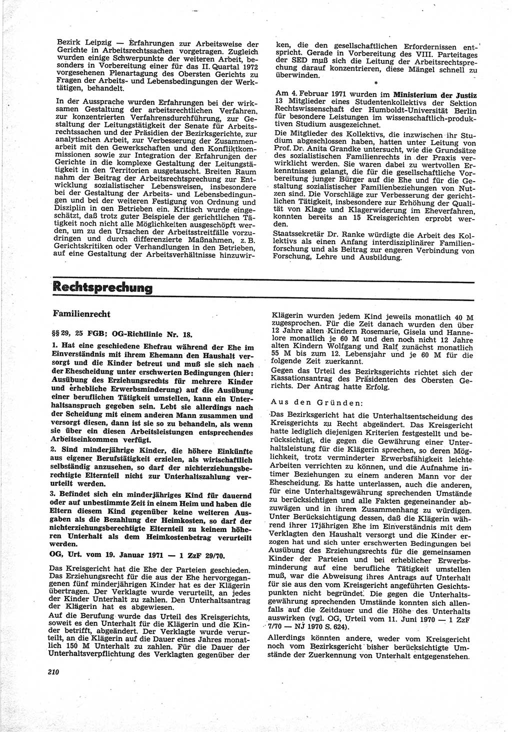 Neue Justiz (NJ), Zeitschrift für Recht und Rechtswissenschaft [Deutsche Demokratische Republik (DDR)], 25. Jahrgang 1971, Seite 210 (NJ DDR 1971, S. 210)