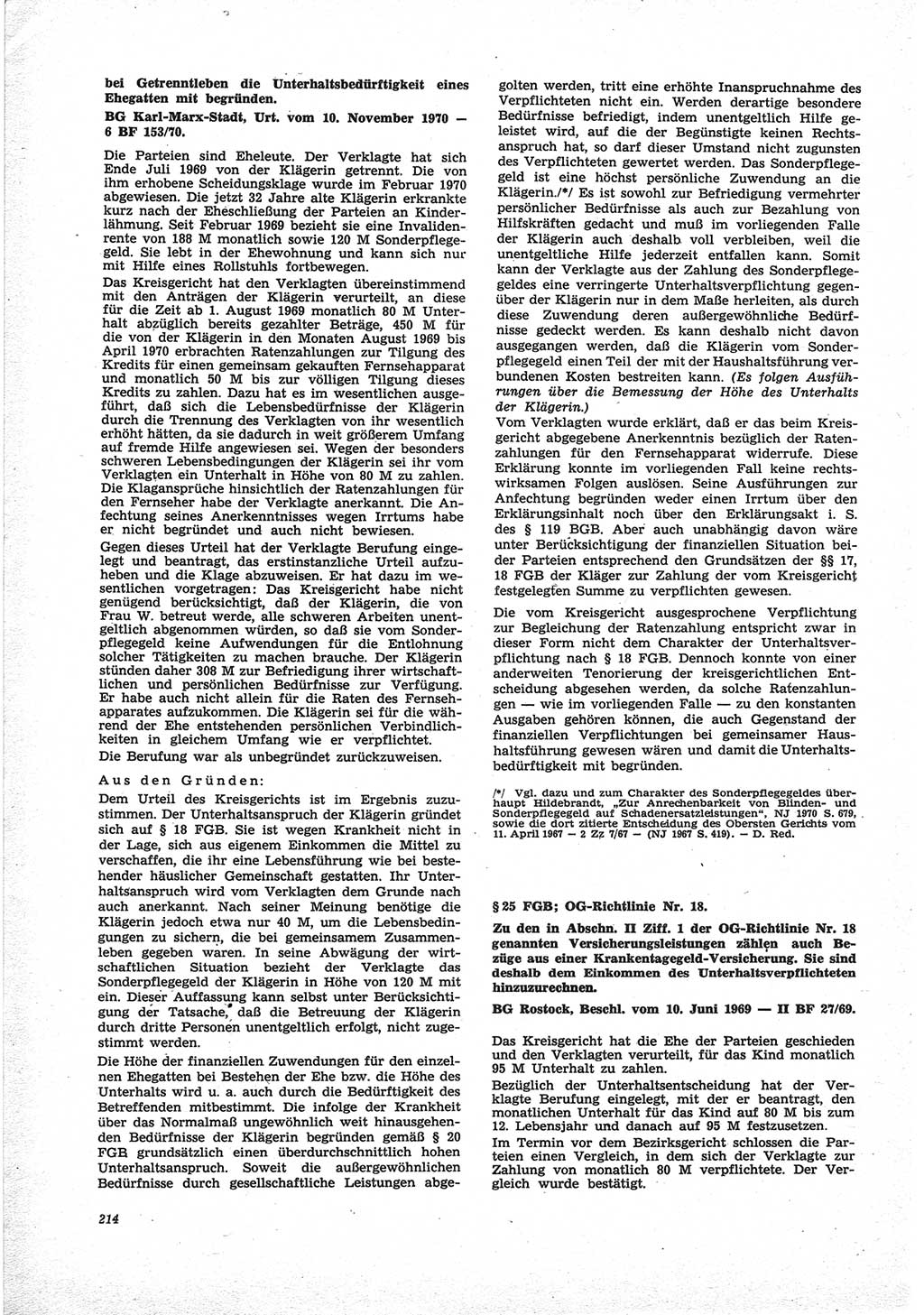 Neue Justiz (NJ), Zeitschrift für Recht und Rechtswissenschaft [Deutsche Demokratische Republik (DDR)], 25. Jahrgang 1971, Seite 214 (NJ DDR 1971, S. 214)