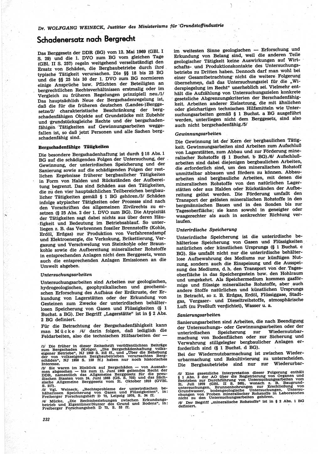 Neue Justiz (NJ), Zeitschrift für Recht und Rechtswissenschaft [Deutsche Demokratische Republik (DDR)], 25. Jahrgang 1971, Seite 232 (NJ DDR 1971, S. 232)