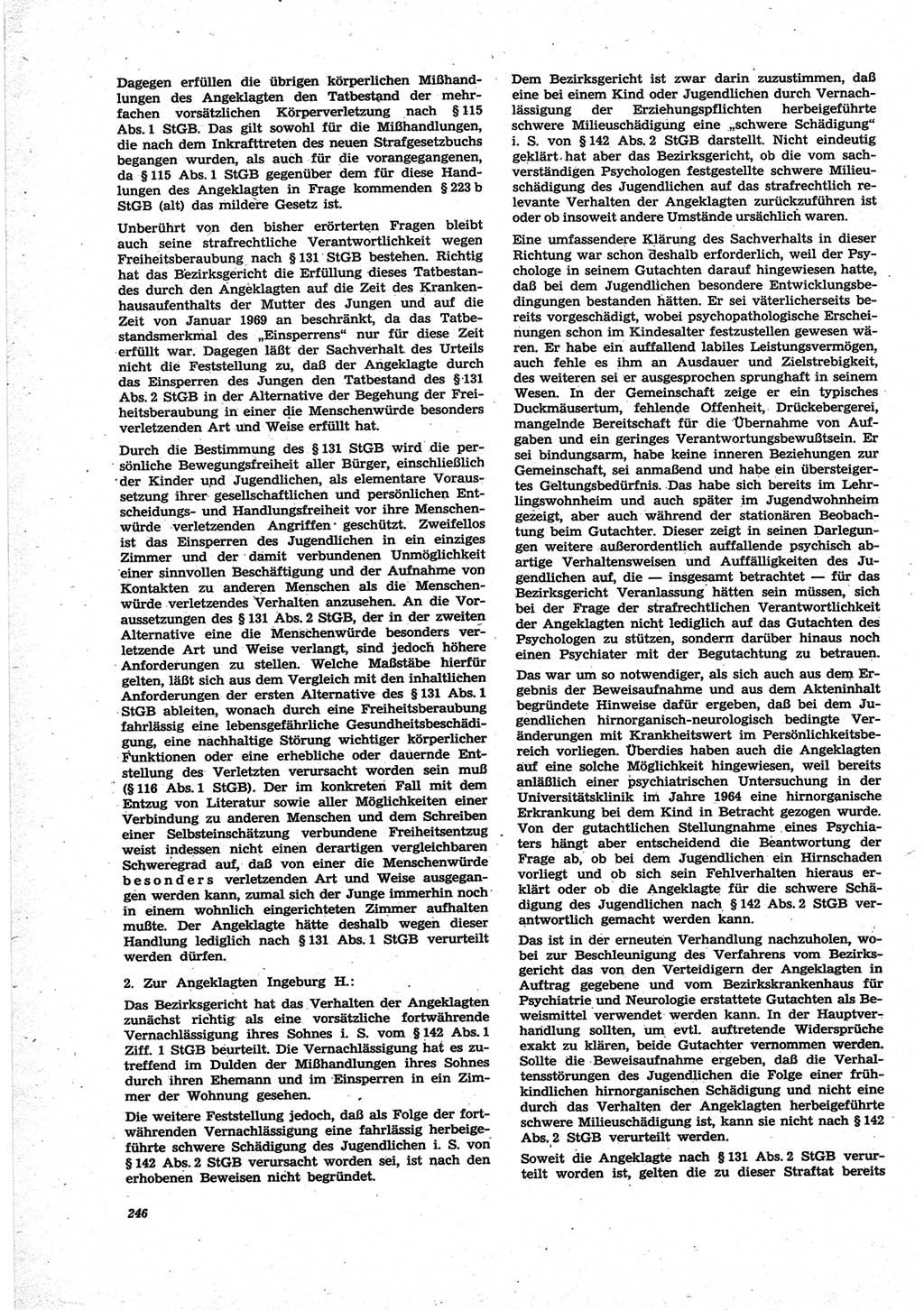 Neue Justiz (NJ), Zeitschrift für Recht und Rechtswissenschaft [Deutsche Demokratische Republik (DDR)], 25. Jahrgang 1971, Seite 246 (NJ DDR 1971, S. 246)