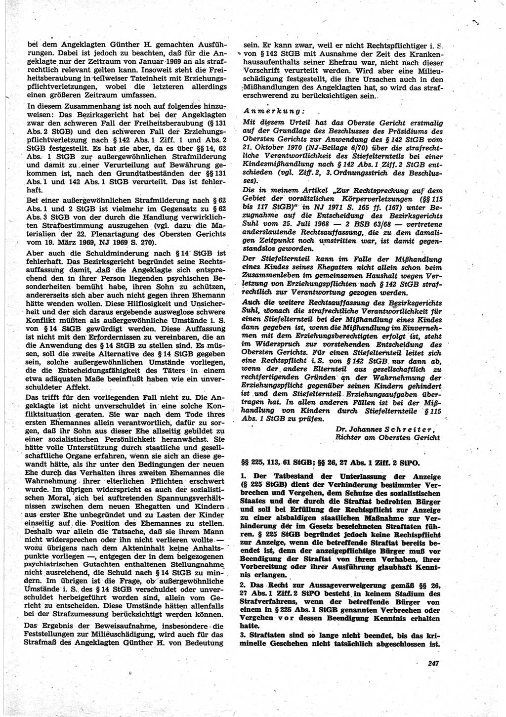 Neue Justiz (NJ), Zeitschrift für Recht und Rechtswissenschaft [Deutsche Demokratische Republik (DDR)], 25. Jahrgang 1971, Seite 247 (NJ DDR 1971, S. 247)