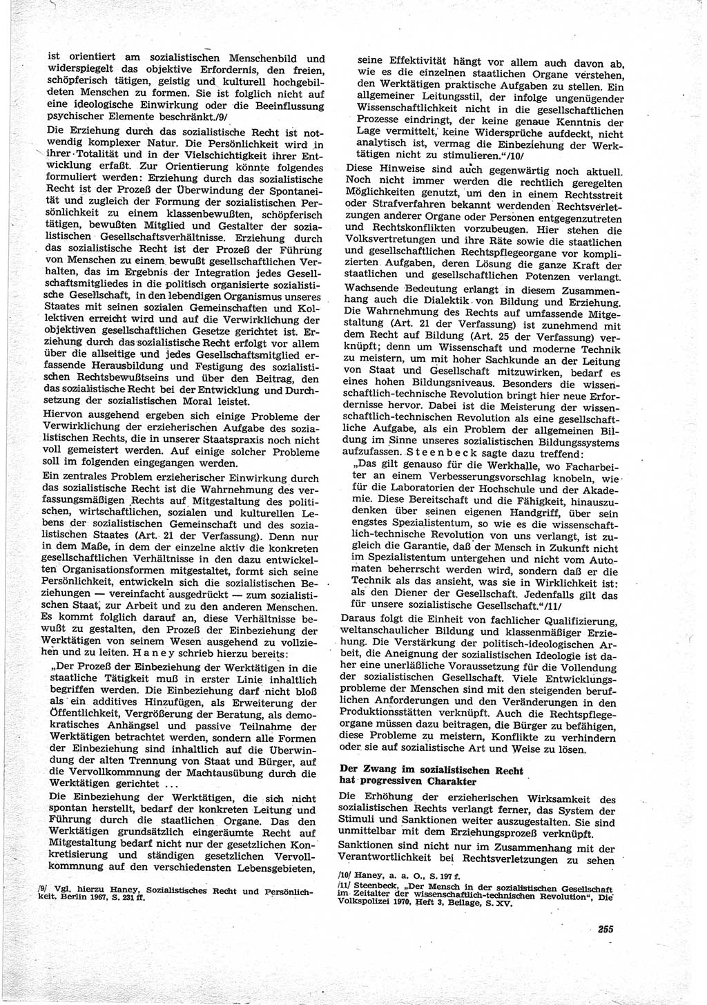 Neue Justiz (NJ), Zeitschrift für Recht und Rechtswissenschaft [Deutsche Demokratische Republik (DDR)], 25. Jahrgang 1971, Seite 255 (NJ DDR 1971, S. 255)