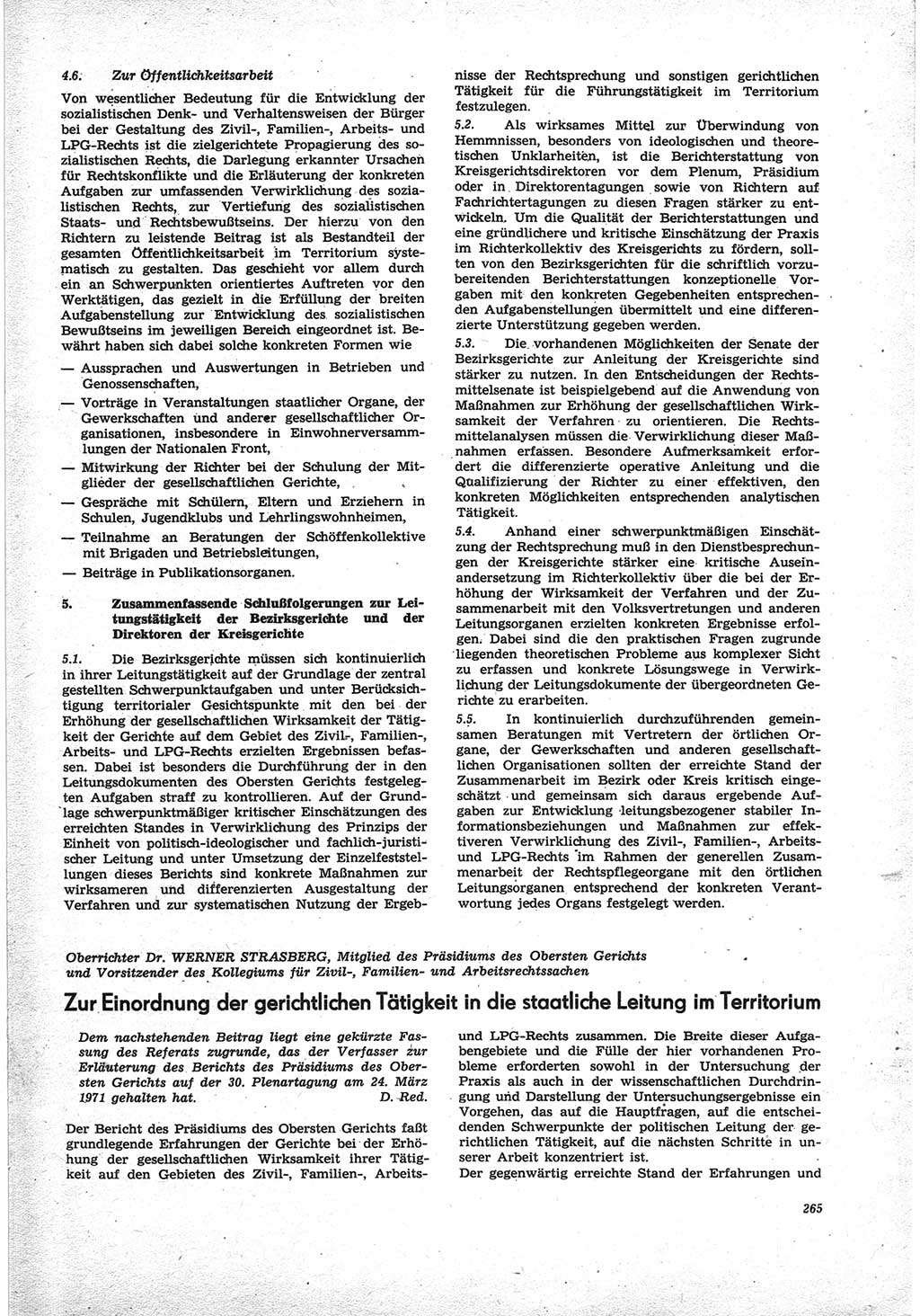Neue Justiz (NJ), Zeitschrift für Recht und Rechtswissenschaft [Deutsche Demokratische Republik (DDR)], 25. Jahrgang 1971, Seite 265 (NJ DDR 1971, S. 265)