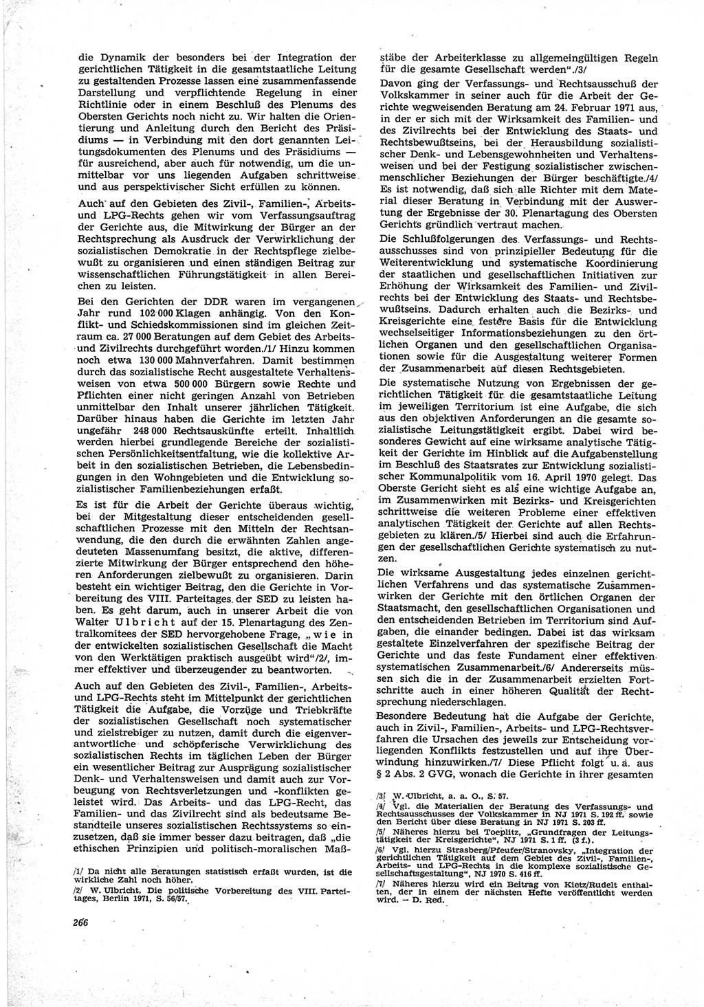 Neue Justiz (NJ), Zeitschrift für Recht und Rechtswissenschaft [Deutsche Demokratische Republik (DDR)], 25. Jahrgang 1971, Seite 266 (NJ DDR 1971, S. 266)