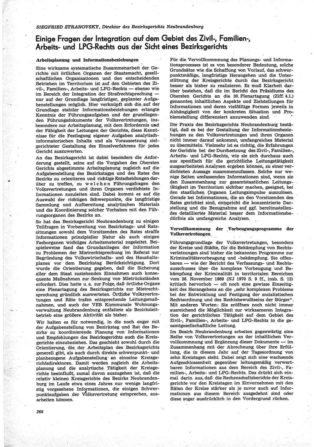 Neue Justiz (NJ), Zeitschrift für Recht und Rechtswissenschaft [Deutsche Demokratische Republik (DDR)], 25. Jahrgang 1971, Seite 268 (NJ DDR 1971, S. 268)
