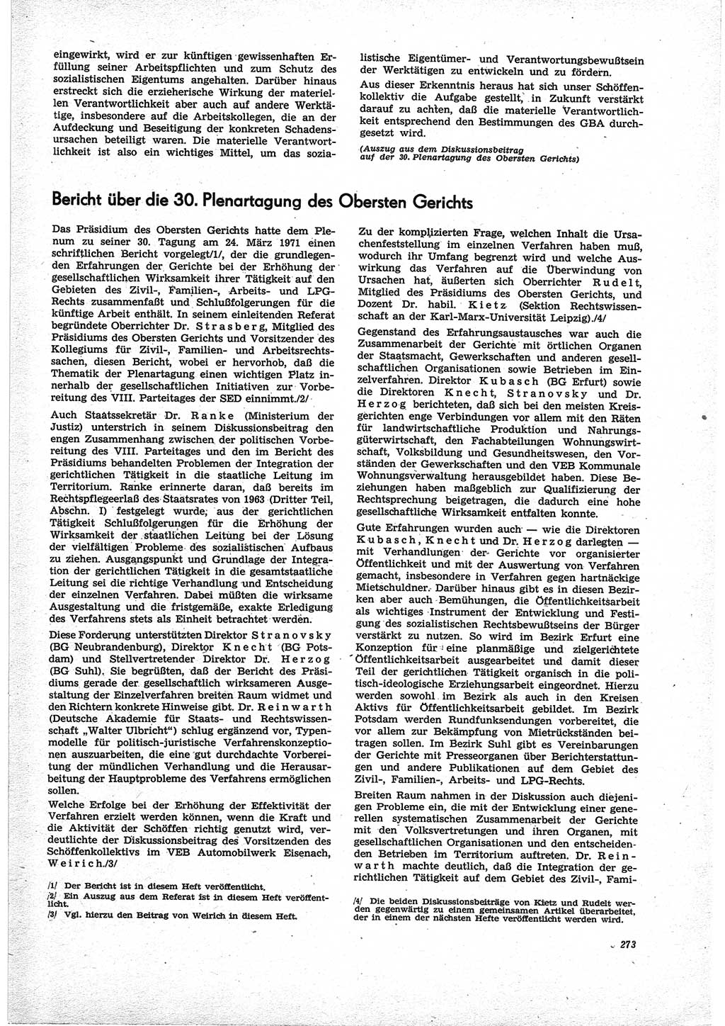 Neue Justiz (NJ), Zeitschrift für Recht und Rechtswissenschaft [Deutsche Demokratische Republik (DDR)], 25. Jahrgang 1971, Seite 273 (NJ DDR 1971, S. 273)