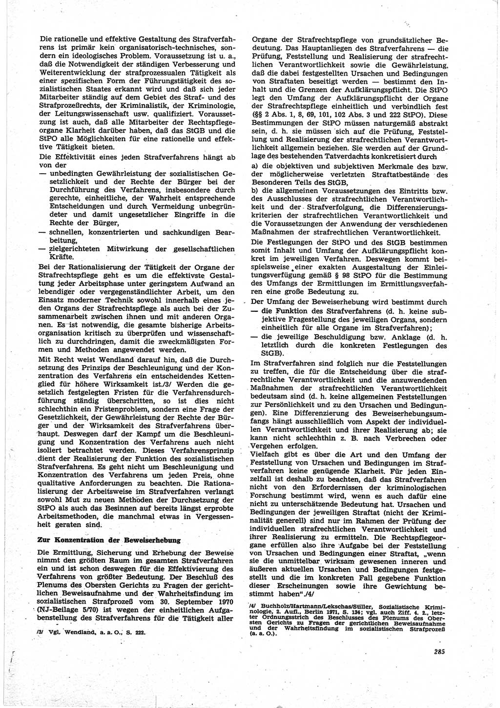 Neue Justiz (NJ), Zeitschrift für Recht und Rechtswissenschaft [Deutsche Demokratische Republik (DDR)], 25. Jahrgang 1971, Seite 285 (NJ DDR 1971, S. 285)