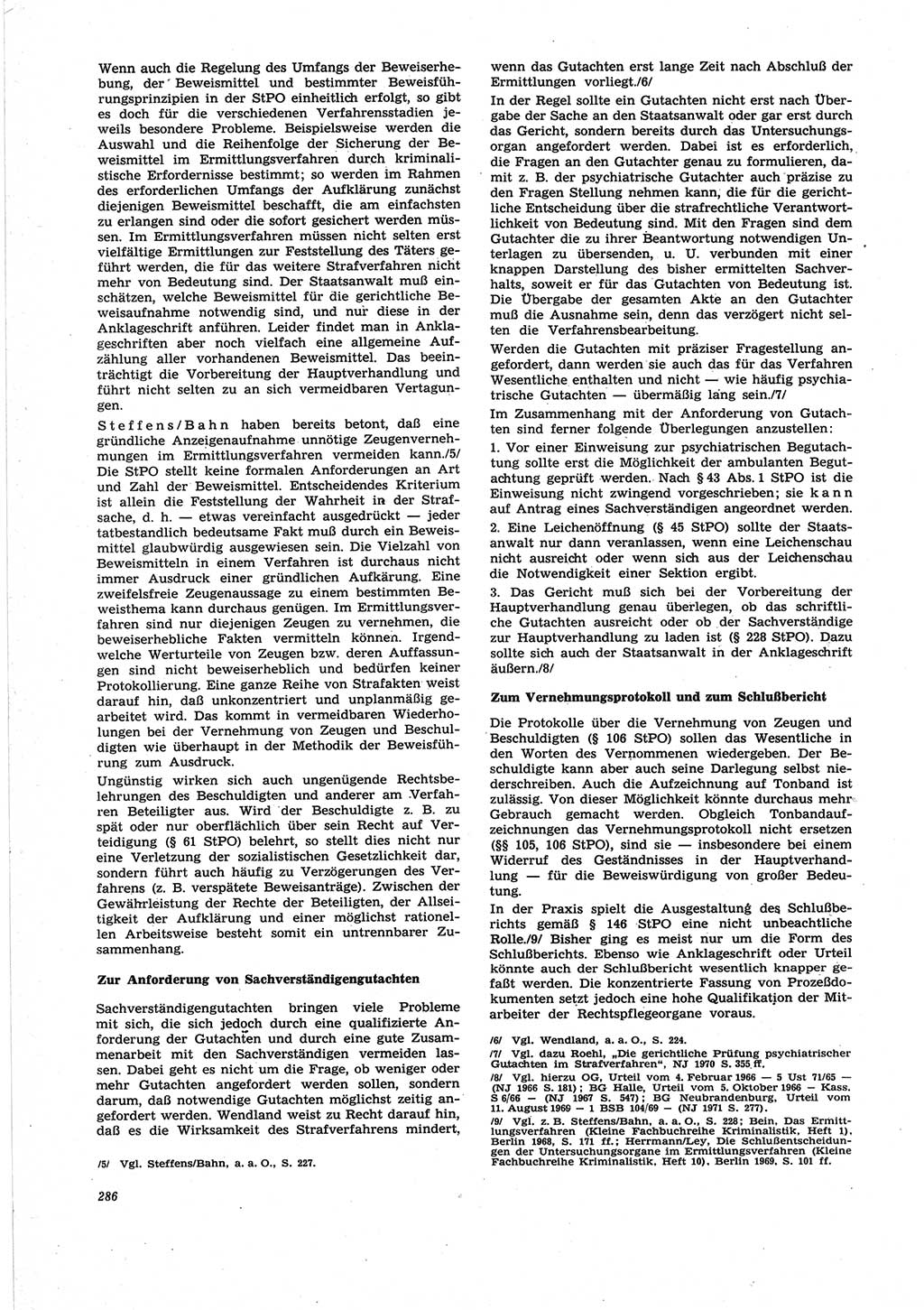 Neue Justiz (NJ), Zeitschrift für Recht und Rechtswissenschaft [Deutsche Demokratische Republik (DDR)], 25. Jahrgang 1971, Seite 286 (NJ DDR 1971, S. 286)