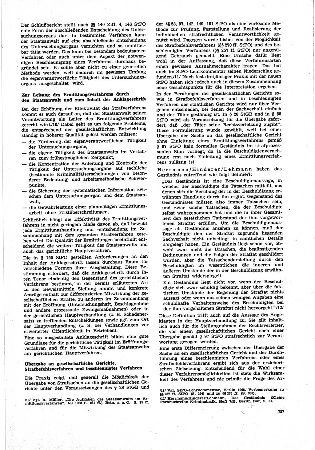Neue Justiz (NJ), Zeitschrift für Recht und Rechtswissenschaft [Deutsche Demokratische Republik (DDR)], 25. Jahrgang 1971, Seite 287 (NJ DDR 1971, S. 287)