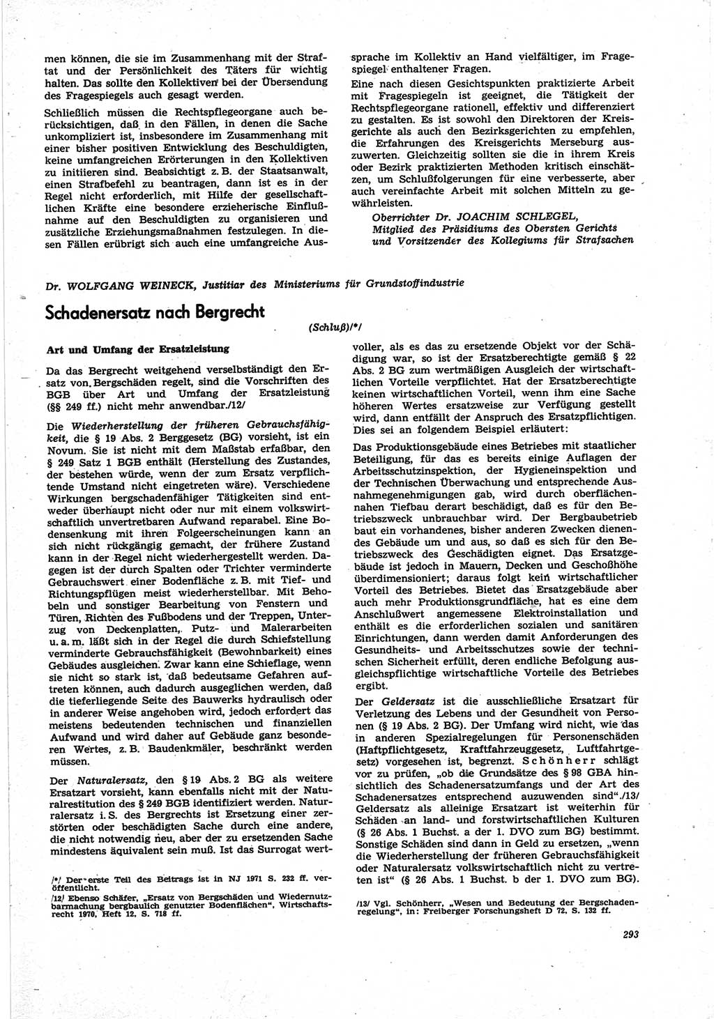Neue Justiz (NJ), Zeitschrift für Recht und Rechtswissenschaft [Deutsche Demokratische Republik (DDR)], 25. Jahrgang 1971, Seite 293 (NJ DDR 1971, S. 293)