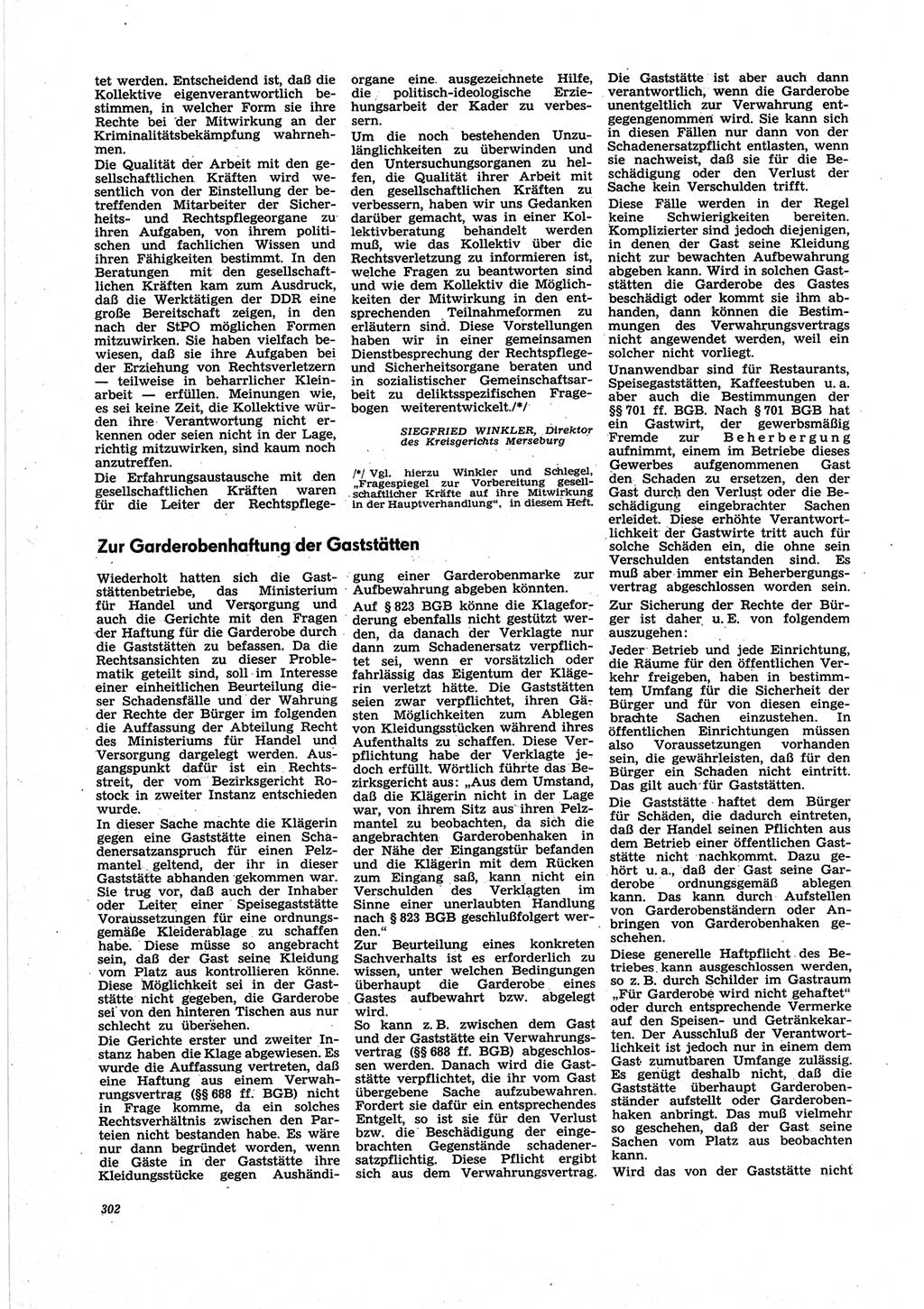 Neue Justiz (NJ), Zeitschrift für Recht und Rechtswissenschaft [Deutsche Demokratische Republik (DDR)], 25. Jahrgang 1971, Seite 302 (NJ DDR 1971, S. 302)