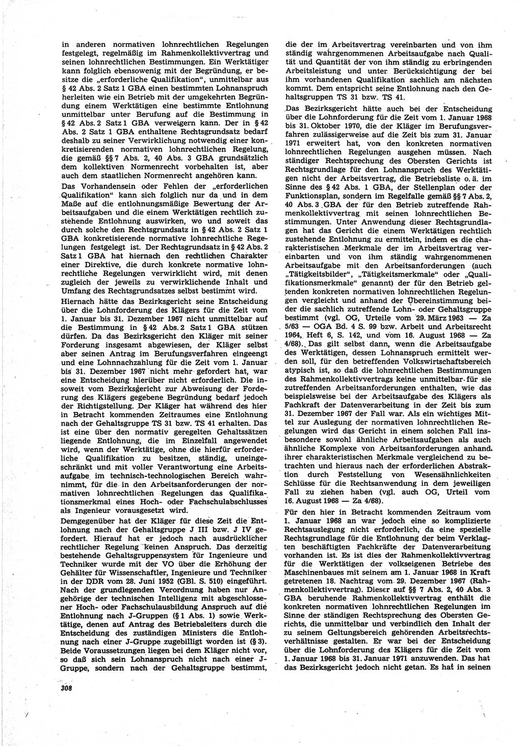 Neue Justiz (NJ), Zeitschrift für Recht und Rechtswissenschaft [Deutsche Demokratische Republik (DDR)], 25. Jahrgang 1971, Seite 308 (NJ DDR 1971, S. 308)