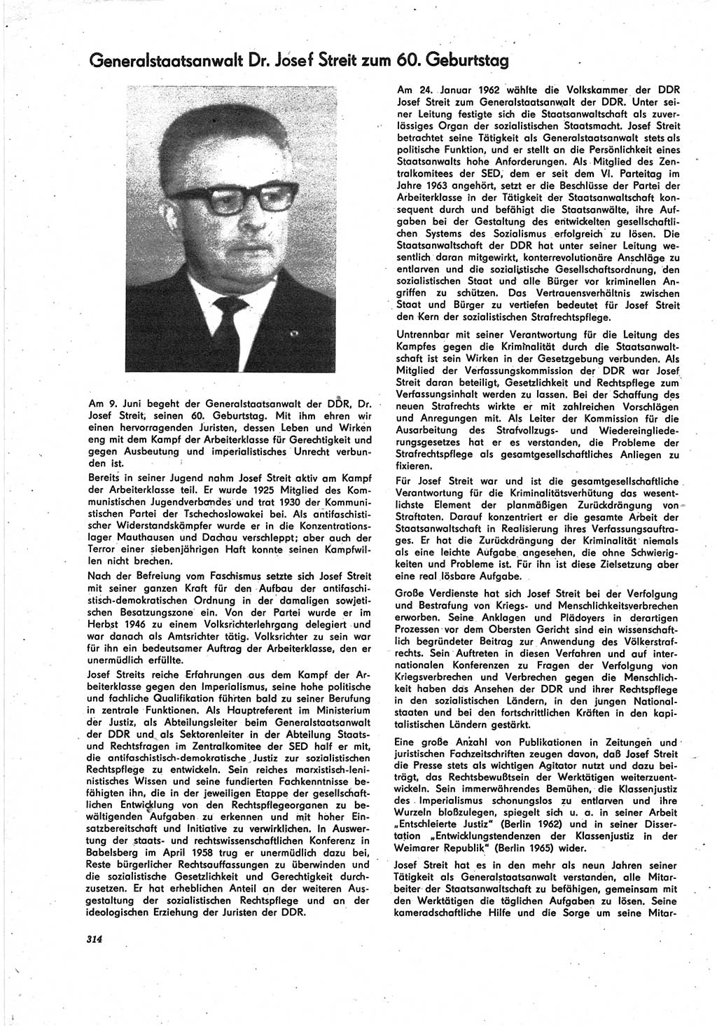 Neue Justiz (NJ), Zeitschrift für Recht und Rechtswissenschaft [Deutsche Demokratische Republik (DDR)], 25. Jahrgang 1971, Seite 314 (NJ DDR 1971, S. 314)