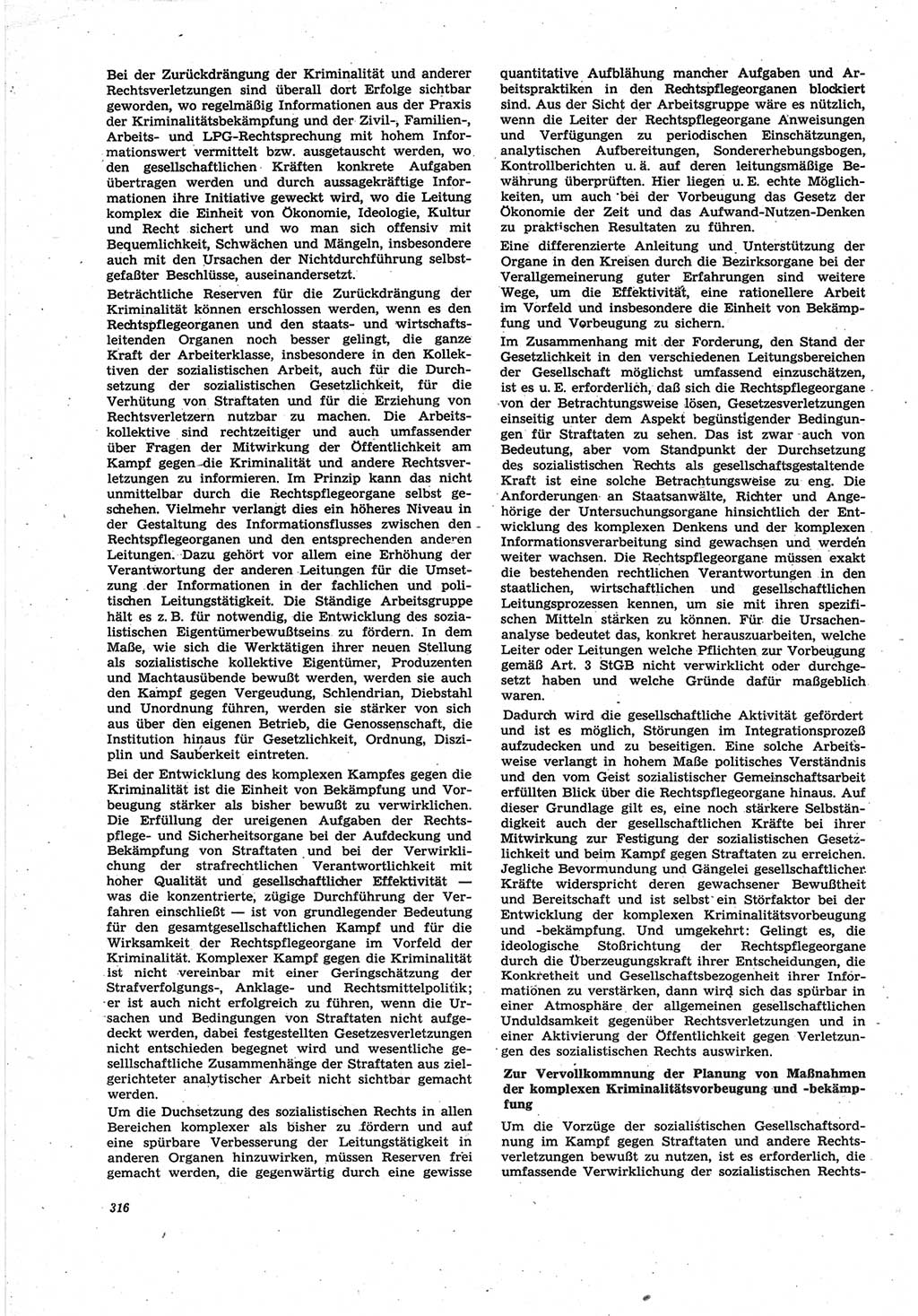 Neue Justiz (NJ), Zeitschrift für Recht und Rechtswissenschaft [Deutsche Demokratische Republik (DDR)], 25. Jahrgang 1971, Seite 316 (NJ DDR 1971, S. 316)