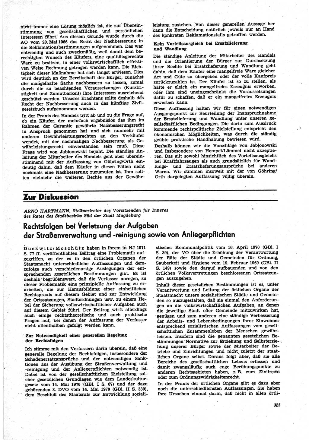 Neue Justiz (NJ), Zeitschrift für Recht und Rechtswissenschaft [Deutsche Demokratische Republik (DDR)], 25. Jahrgang 1971, Seite 325 (NJ DDR 1971, S. 325)