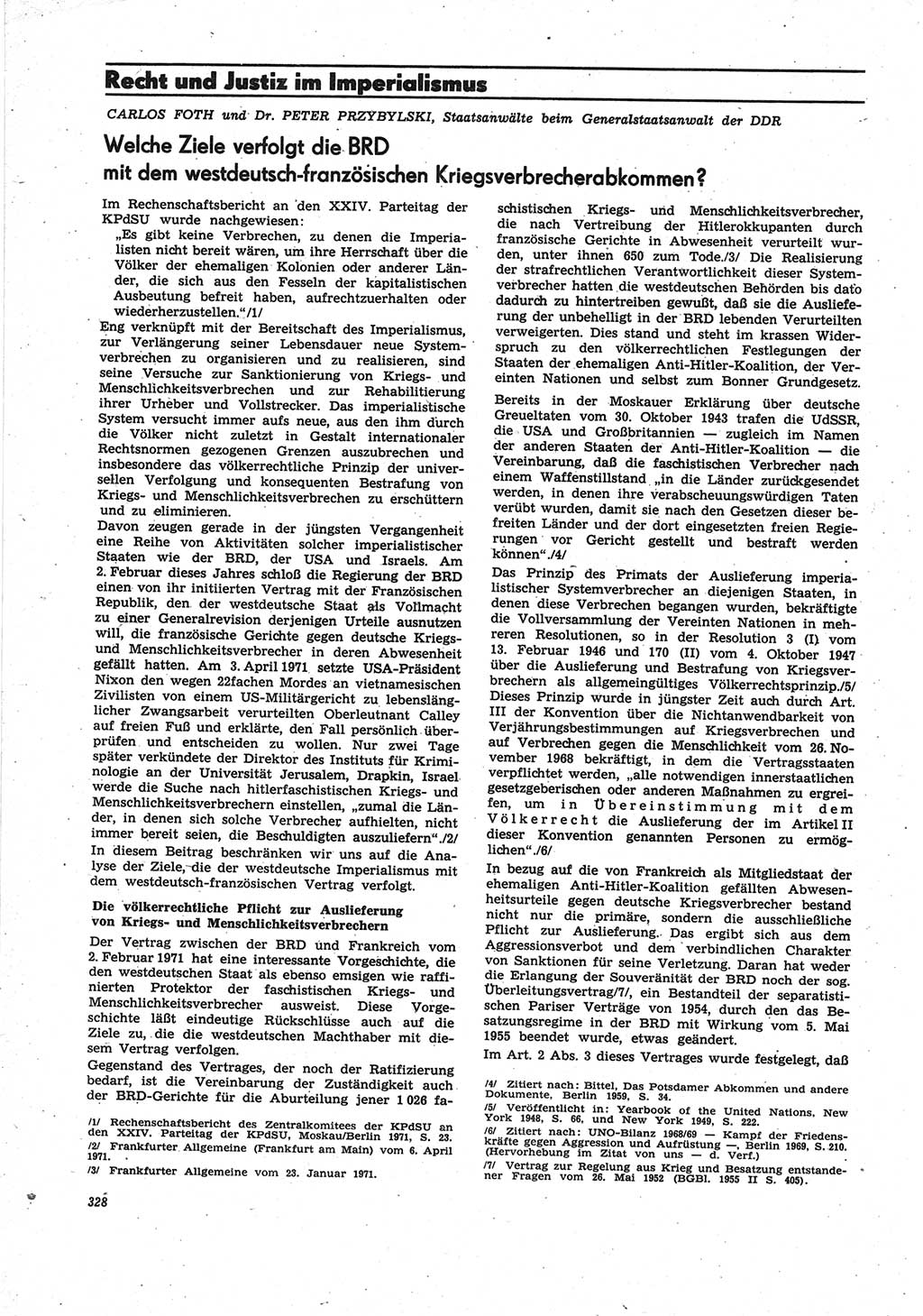 Neue Justiz (NJ), Zeitschrift für Recht und Rechtswissenschaft [Deutsche Demokratische Republik (DDR)], 25. Jahrgang 1971, Seite 328 (NJ DDR 1971, S. 328)
