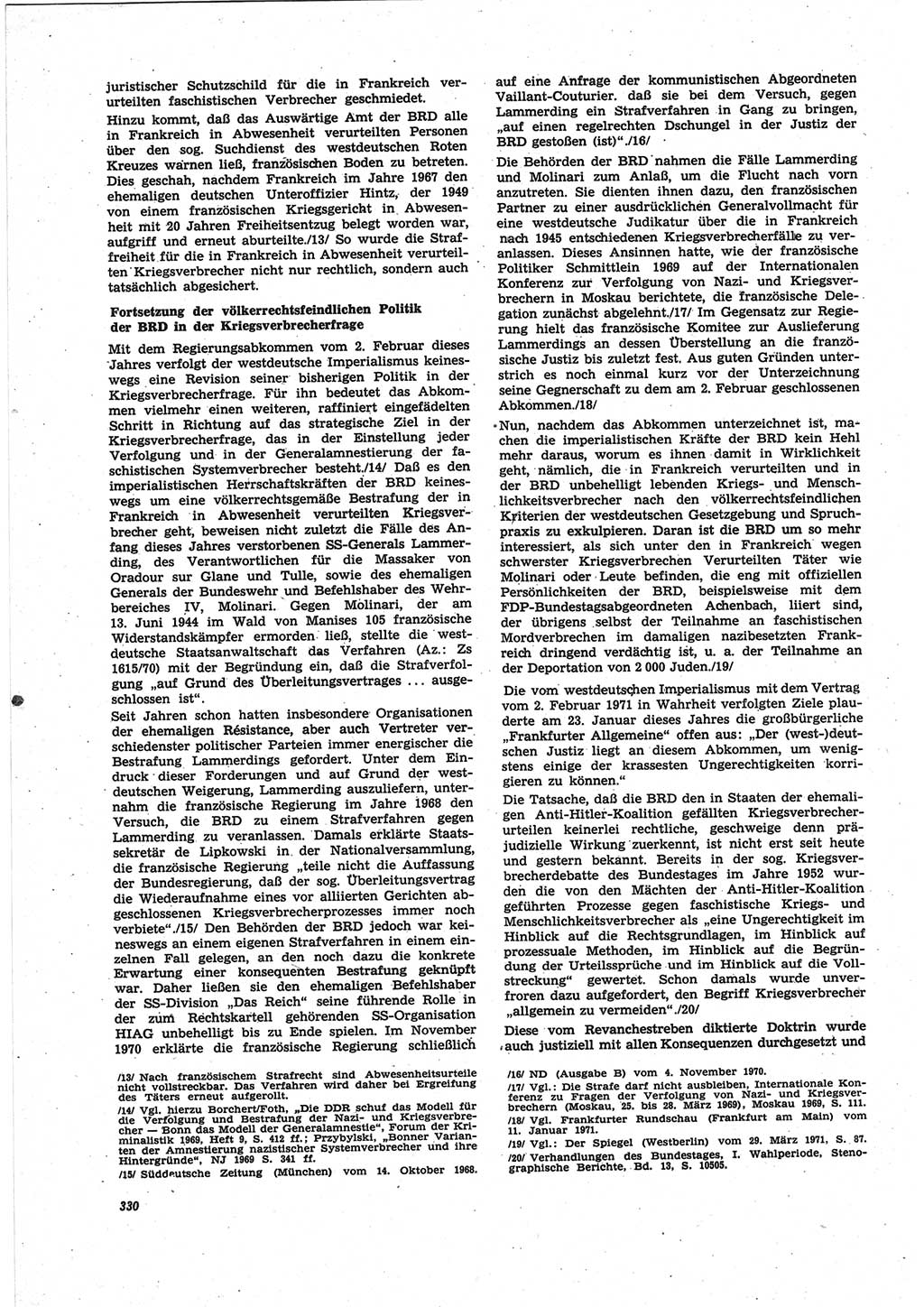 Neue Justiz (NJ), Zeitschrift für Recht und Rechtswissenschaft [Deutsche Demokratische Republik (DDR)], 25. Jahrgang 1971, Seite 330 (NJ DDR 1971, S. 330)