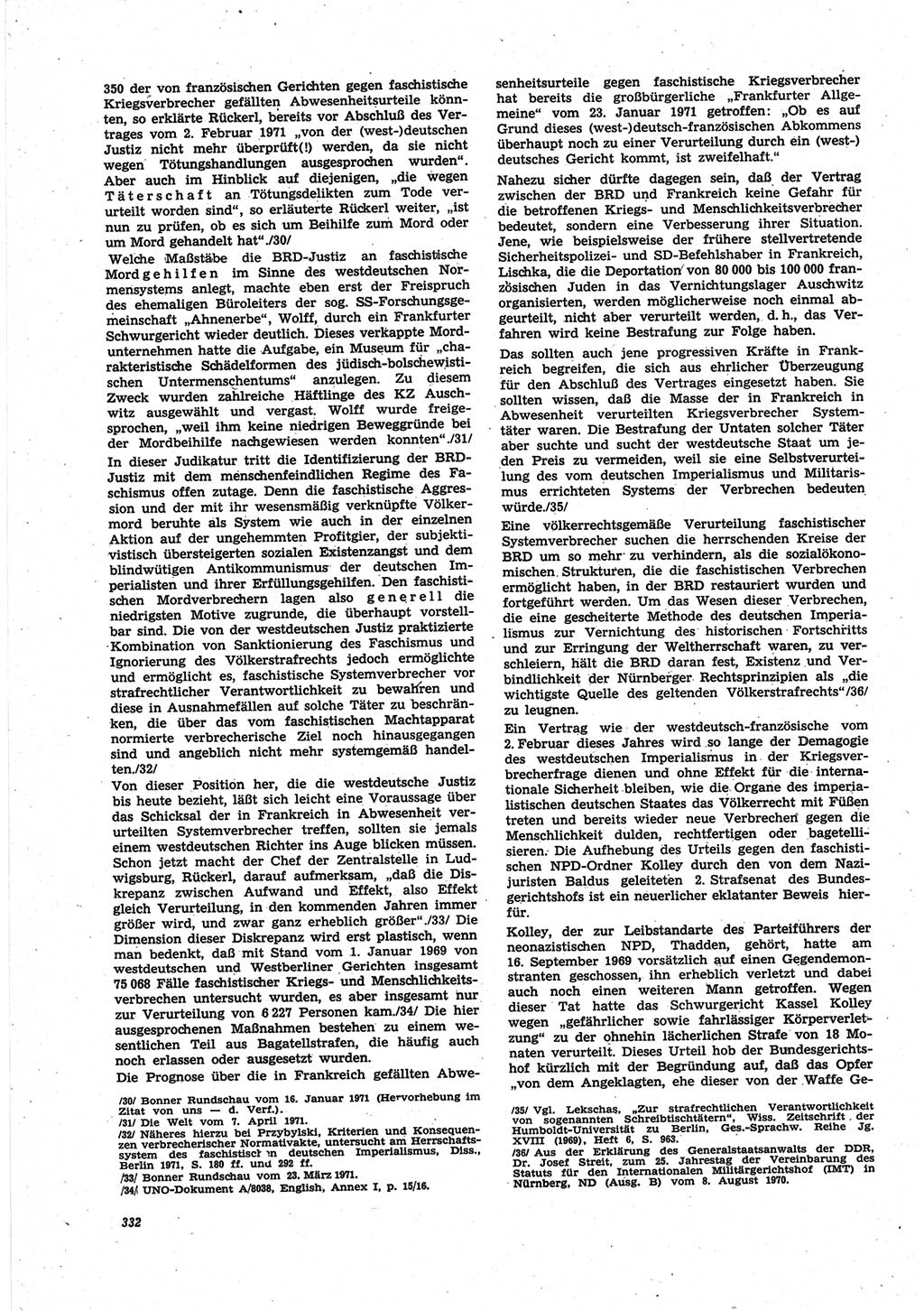 Neue Justiz (NJ), Zeitschrift für Recht und Rechtswissenschaft [Deutsche Demokratische Republik (DDR)], 25. Jahrgang 1971, Seite 332 (NJ DDR 1971, S. 332)