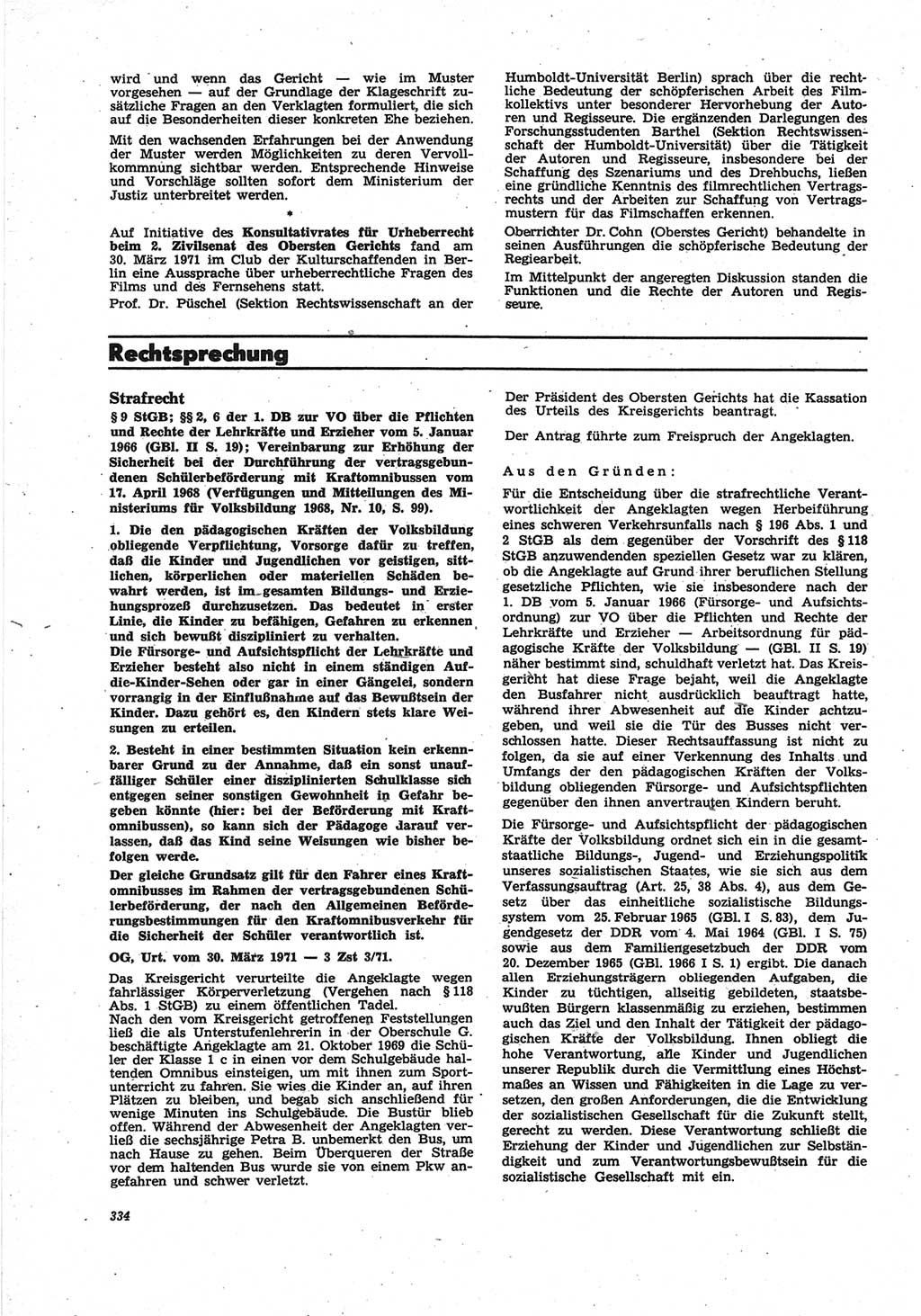 Neue Justiz (NJ), Zeitschrift für Recht und Rechtswissenschaft [Deutsche Demokratische Republik (DDR)], 25. Jahrgang 1971, Seite 334 (NJ DDR 1971, S. 334)