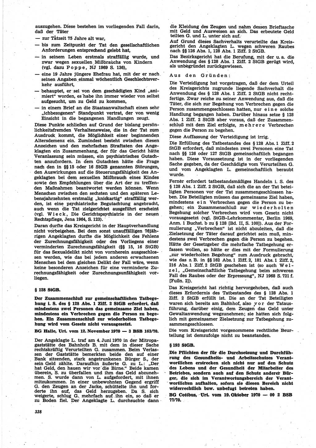 Neue Justiz (NJ), Zeitschrift für Recht und Rechtswissenschaft [Deutsche Demokratische Republik (DDR)], 25. Jahrgang 1971, Seite 338 (NJ DDR 1971, S. 338)