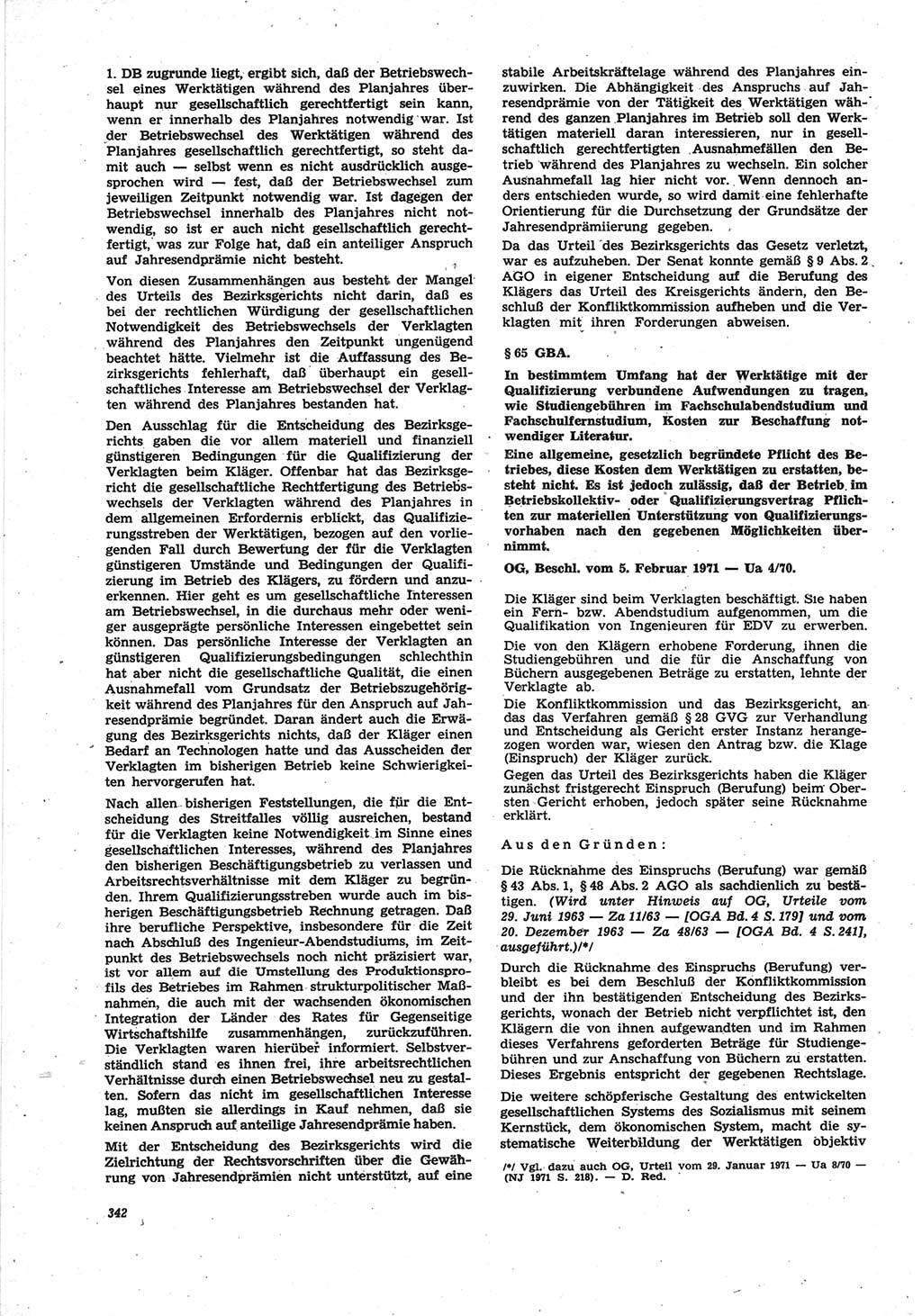 Neue Justiz (NJ), Zeitschrift für Recht und Rechtswissenschaft [Deutsche Demokratische Republik (DDR)], 25. Jahrgang 1971, Seite 342 (NJ DDR 1971, S. 342)