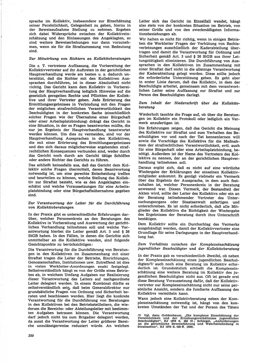 Neue Justiz (NJ), Zeitschrift für Recht und Rechtswissenschaft [Deutsche Demokratische Republik (DDR)], 25. Jahrgang 1971, Seite 350 (NJ DDR 1971, S. 350)