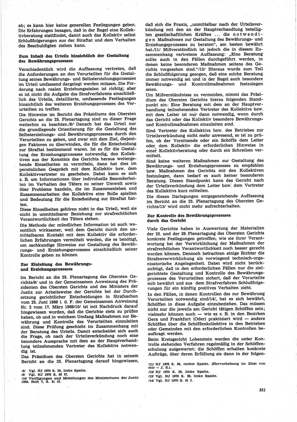 Neue Justiz (NJ), Zeitschrift für Recht und Rechtswissenschaft [Deutsche Demokratische Republik (DDR)], 25. Jahrgang 1971, Seite 351 (NJ DDR 1971, S. 351)