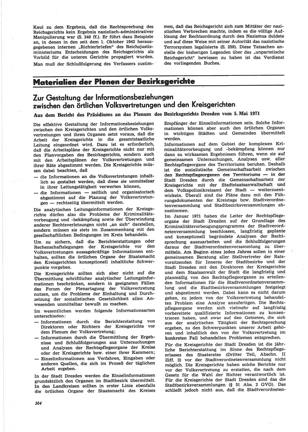 Neue Justiz (NJ), Zeitschrift für Recht und Rechtswissenschaft [Deutsche Demokratische Republik (DDR)], 25. Jahrgang 1971, Seite 364 (NJ DDR 1971, S. 364)