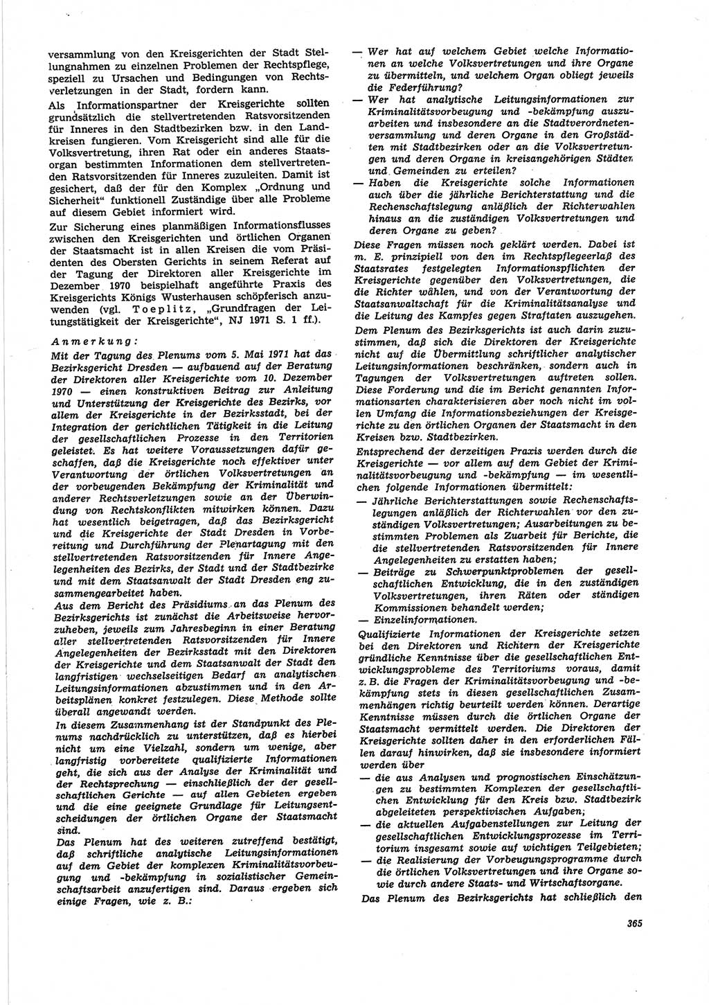 Neue Justiz (NJ), Zeitschrift für Recht und Rechtswissenschaft [Deutsche Demokratische Republik (DDR)], 25. Jahrgang 1971, Seite 365 (NJ DDR 1971, S. 365)