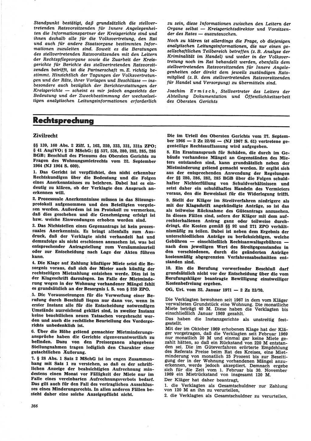 Neue Justiz (NJ), Zeitschrift für Recht und Rechtswissenschaft [Deutsche Demokratische Republik (DDR)], 25. Jahrgang 1971, Seite 366 (NJ DDR 1971, S. 366)