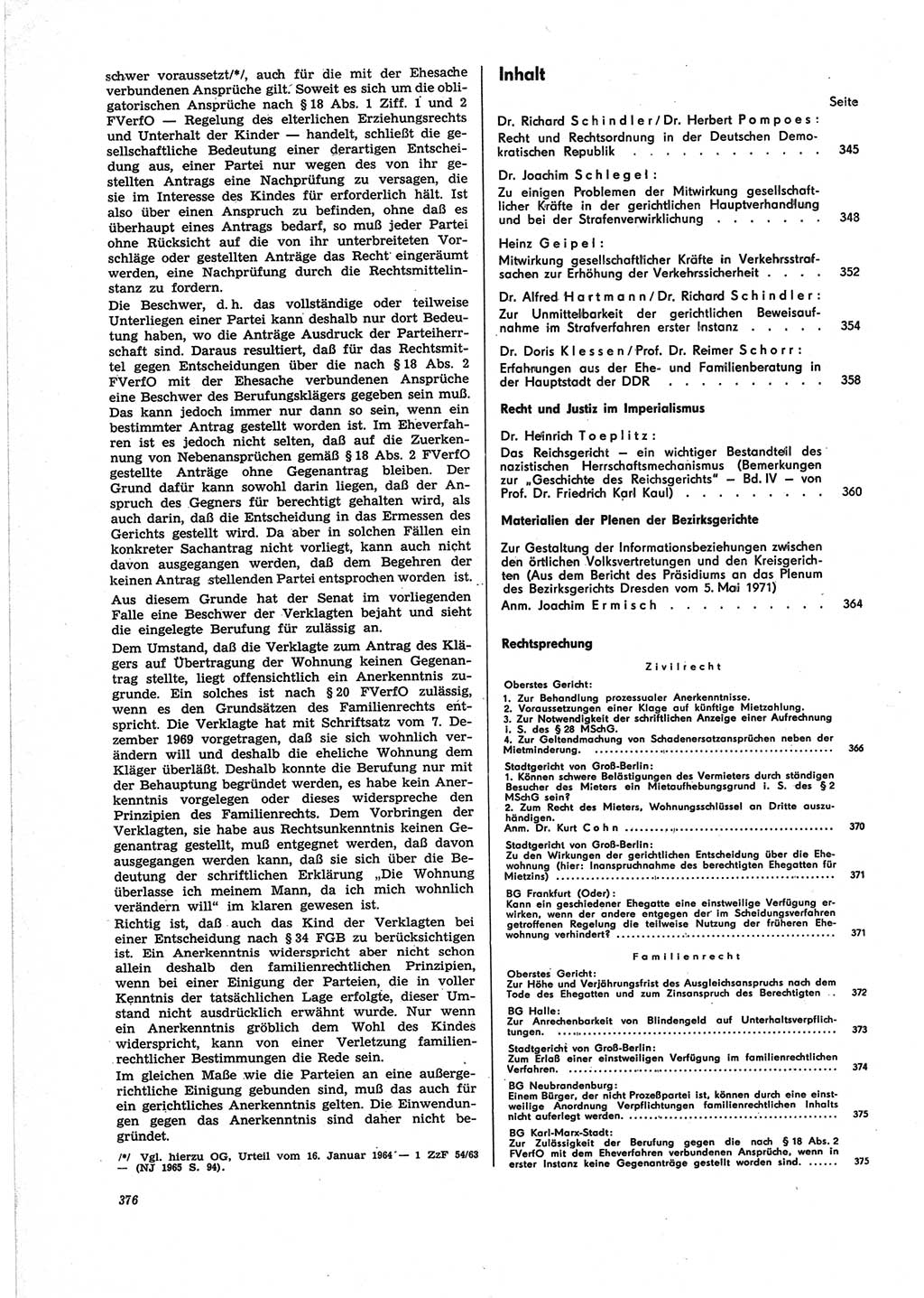 Neue Justiz (NJ), Zeitschrift für Recht und Rechtswissenschaft [Deutsche Demokratische Republik (DDR)], 25. Jahrgang 1971, Seite 376 (NJ DDR 1971, S. 376)