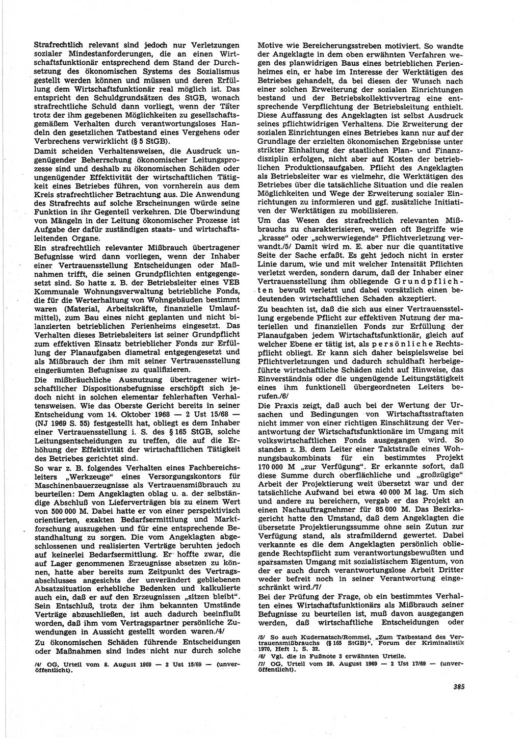 Neue Justiz (NJ), Zeitschrift für Recht und Rechtswissenschaft [Deutsche Demokratische Republik (DDR)], 25. Jahrgang 1971, Seite 385 (NJ DDR 1971, S. 385)