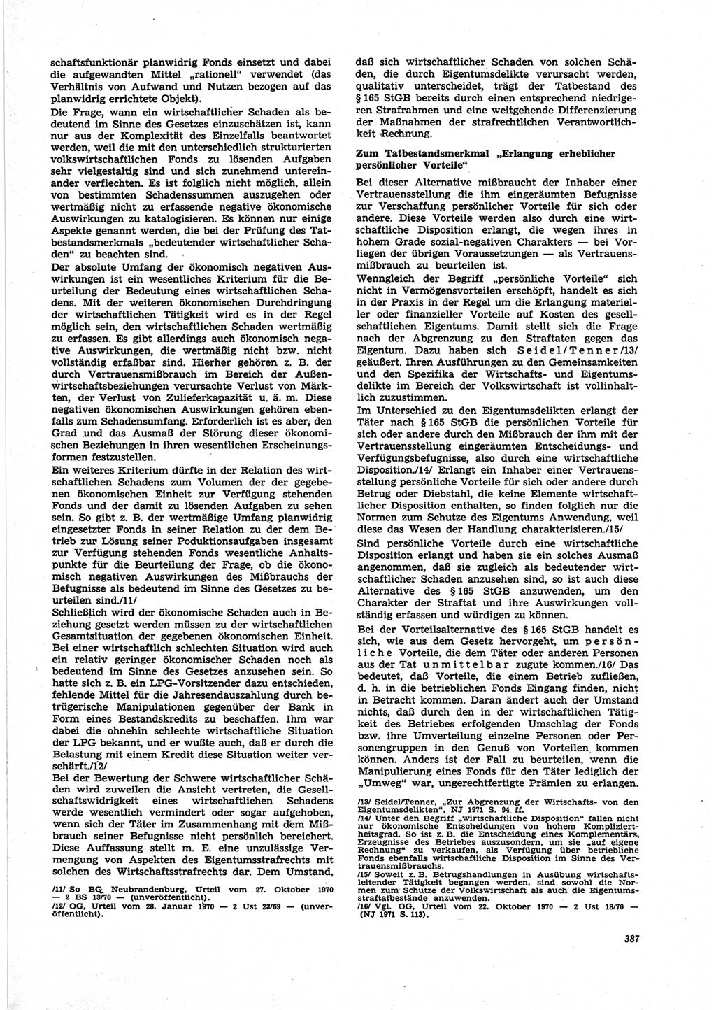 Neue Justiz (NJ), Zeitschrift für Recht und Rechtswissenschaft [Deutsche Demokratische Republik (DDR)], 25. Jahrgang 1971, Seite 387 (NJ DDR 1971, S. 387)