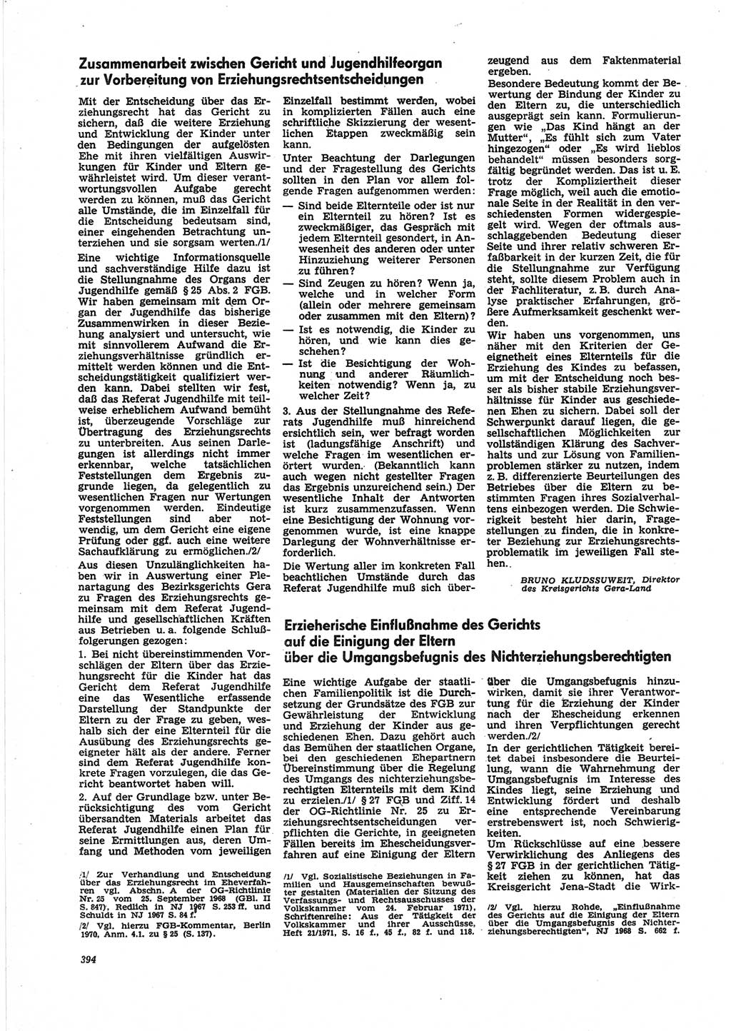 Neue Justiz (NJ), Zeitschrift für Recht und Rechtswissenschaft [Deutsche Demokratische Republik (DDR)], 25. Jahrgang 1971, Seite 394 (NJ DDR 1971, S. 394)