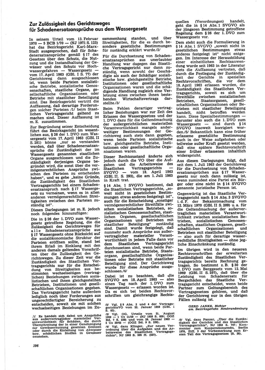 Neue Justiz (NJ), Zeitschrift für Recht und Rechtswissenschaft [Deutsche Demokratische Republik (DDR)], 25. Jahrgang 1971, Seite 396 (NJ DDR 1971, S. 396)