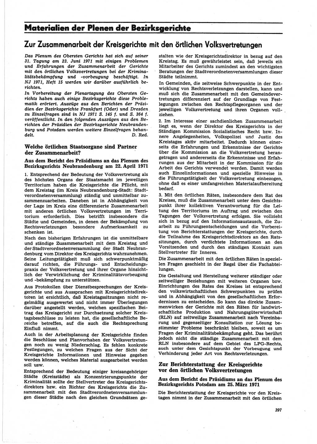 Neue Justiz (NJ), Zeitschrift für Recht und Rechtswissenschaft [Deutsche Demokratische Republik (DDR)], 25. Jahrgang 1971, Seite 397 (NJ DDR 1971, S. 397)