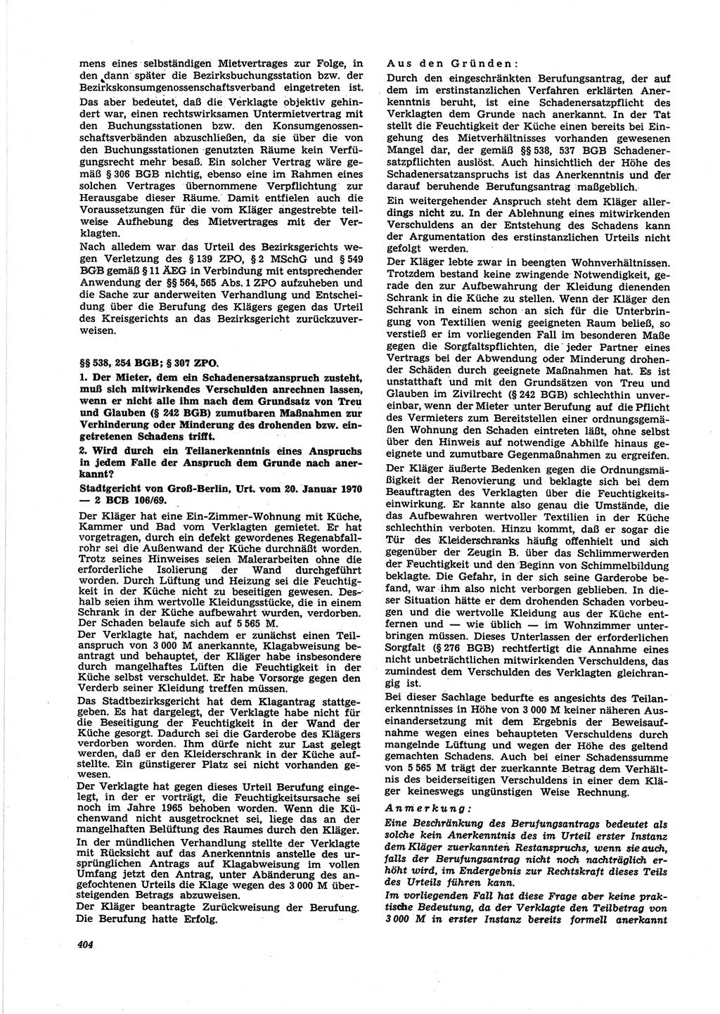 Neue Justiz (NJ), Zeitschrift für Recht und Rechtswissenschaft [Deutsche Demokratische Republik (DDR)], 25. Jahrgang 1971, Seite 404 (NJ DDR 1971, S. 404)