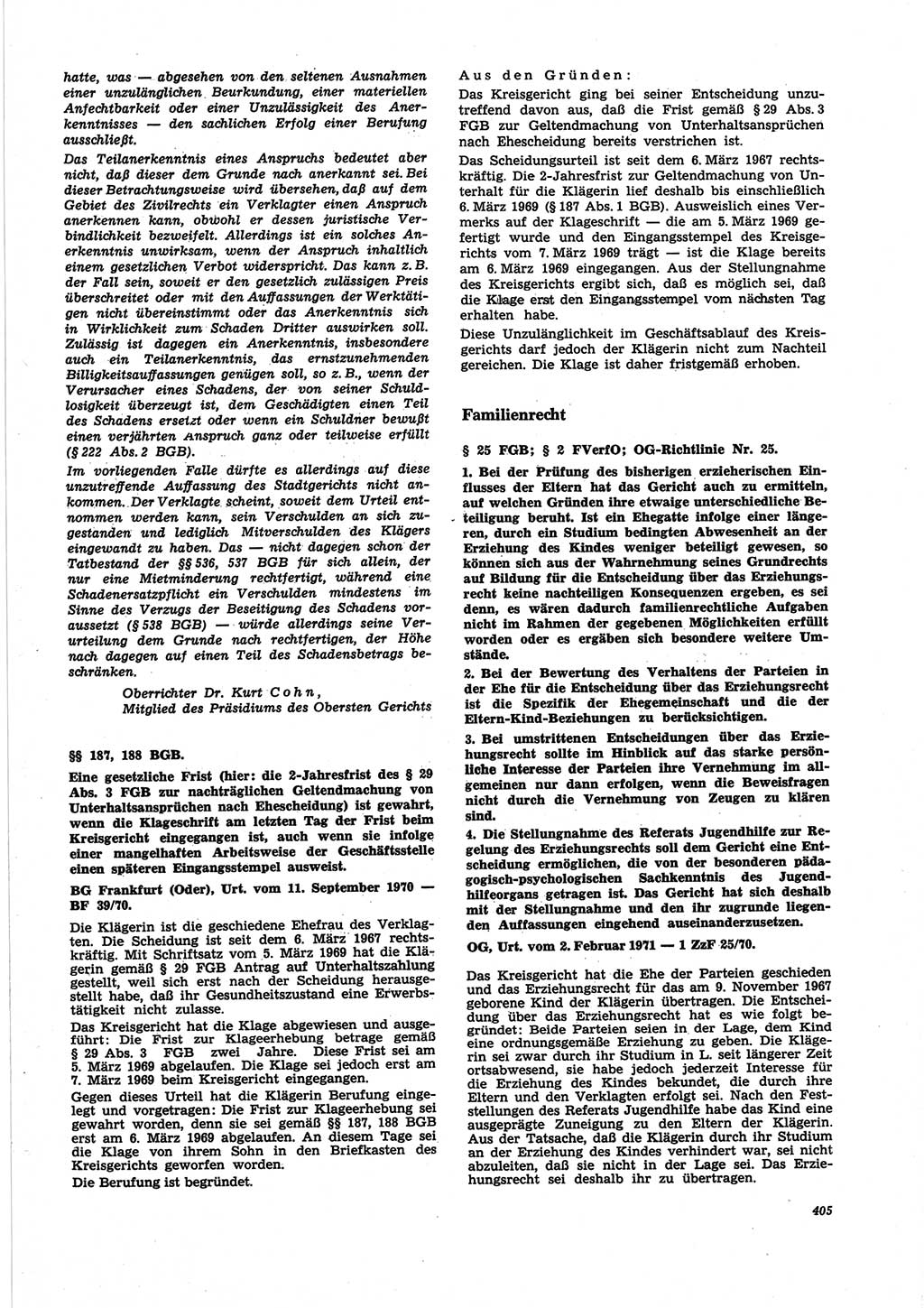 Neue Justiz (NJ), Zeitschrift für Recht und Rechtswissenschaft [Deutsche Demokratische Republik (DDR)], 25. Jahrgang 1971, Seite 405 (NJ DDR 1971, S. 405)