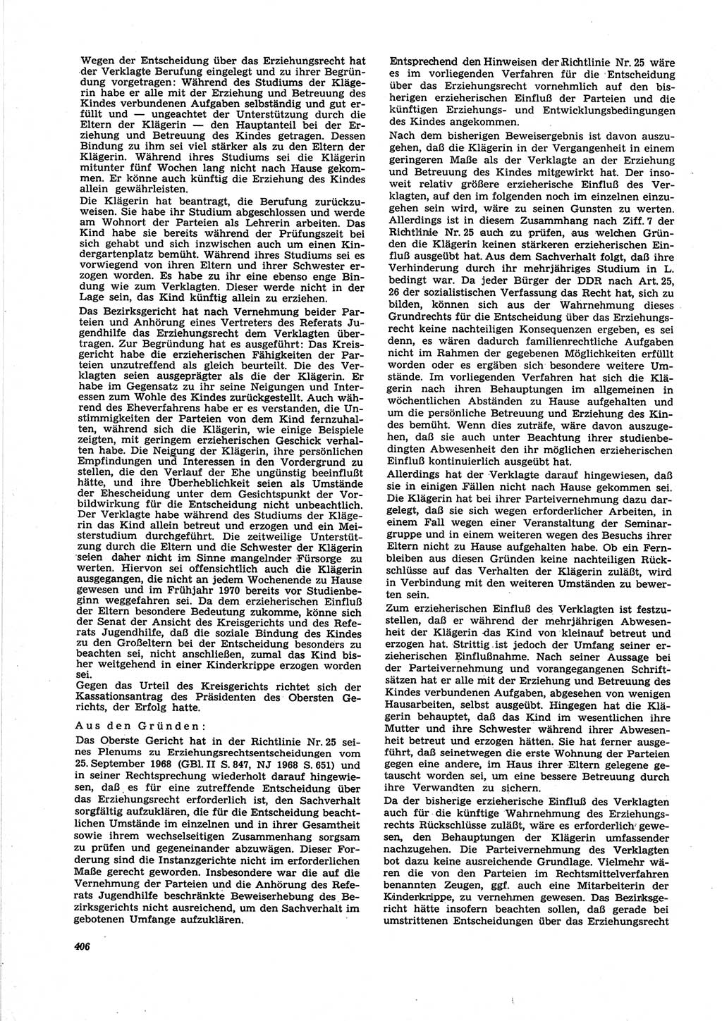 Neue Justiz (NJ), Zeitschrift für Recht und Rechtswissenschaft [Deutsche Demokratische Republik (DDR)], 25. Jahrgang 1971, Seite 406 (NJ DDR 1971, S. 406)