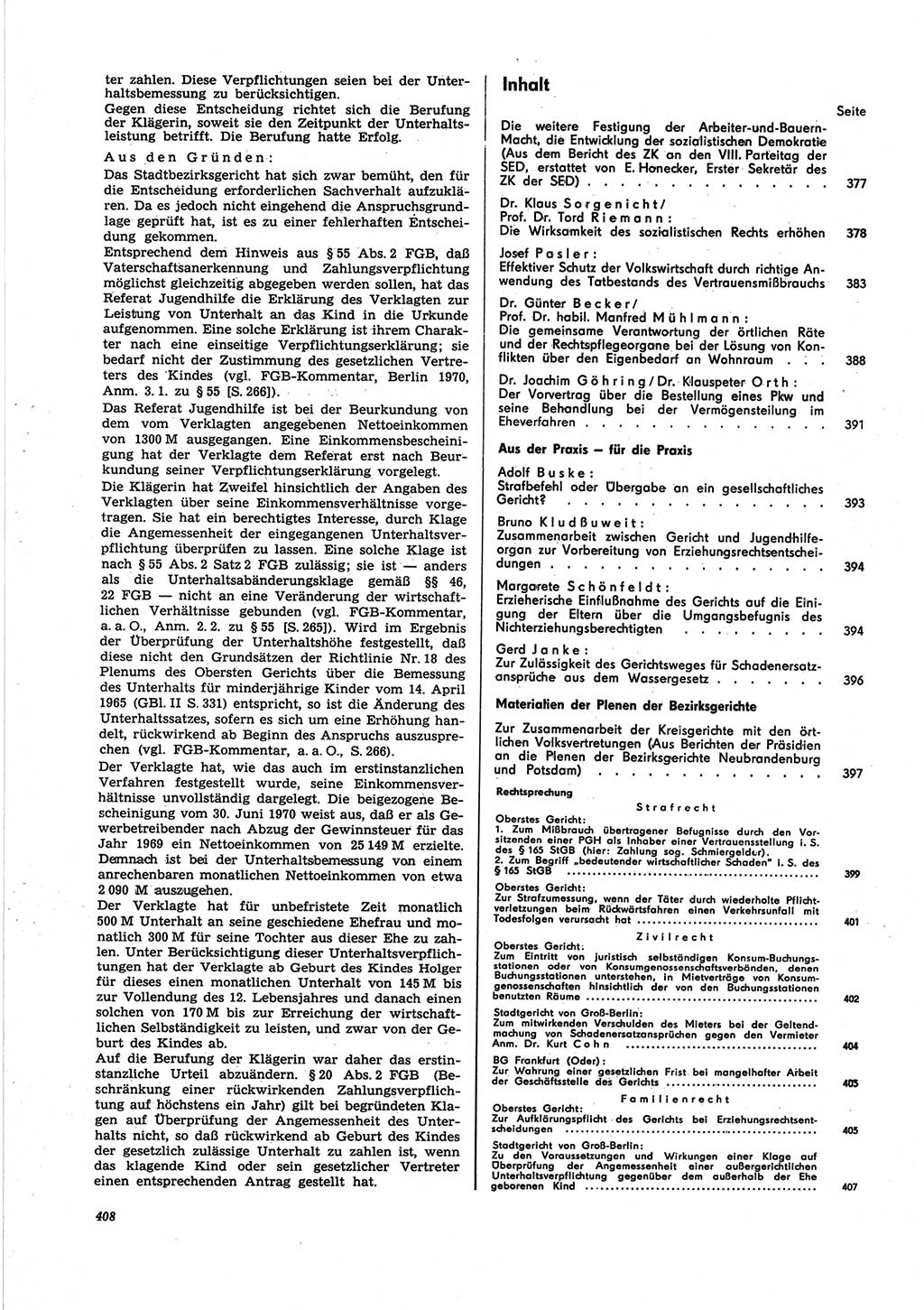 Neue Justiz (NJ), Zeitschrift für Recht und Rechtswissenschaft [Deutsche Demokratische Republik (DDR)], 25. Jahrgang 1971, Seite 408 (NJ DDR 1971, S. 408)