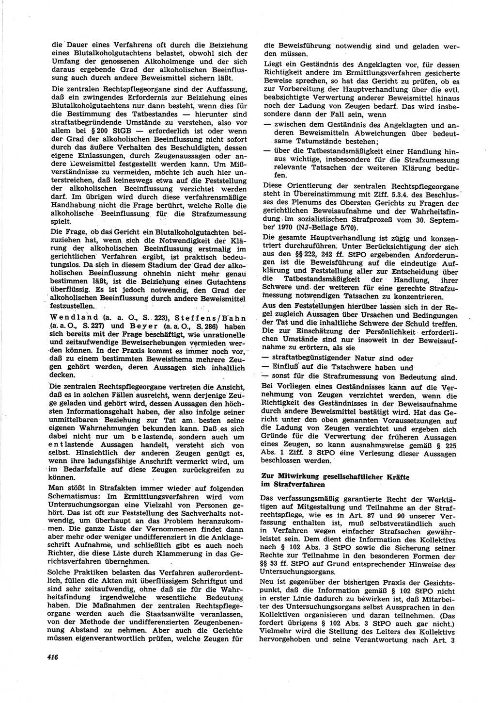 Neue Justiz (NJ), Zeitschrift für Recht und Rechtswissenschaft [Deutsche Demokratische Republik (DDR)], 25. Jahrgang 1971, Seite 416 (NJ DDR 1971, S. 416)