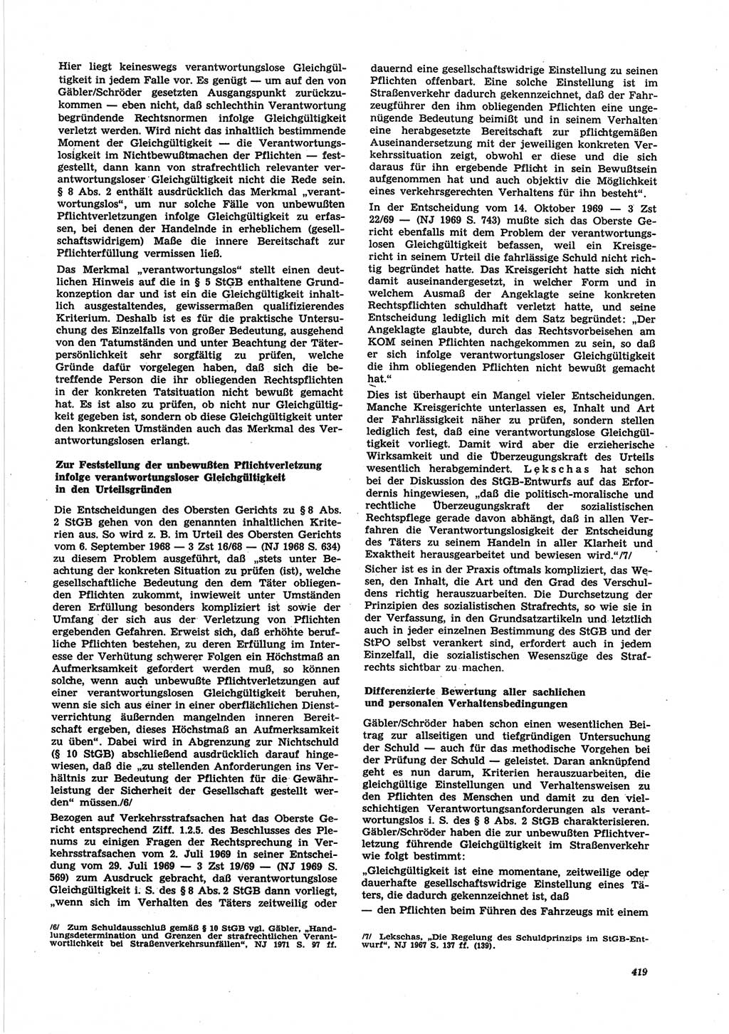 Neue Justiz (NJ), Zeitschrift für Recht und Rechtswissenschaft [Deutsche Demokratische Republik (DDR)], 25. Jahrgang 1971, Seite 419 (NJ DDR 1971, S. 419)