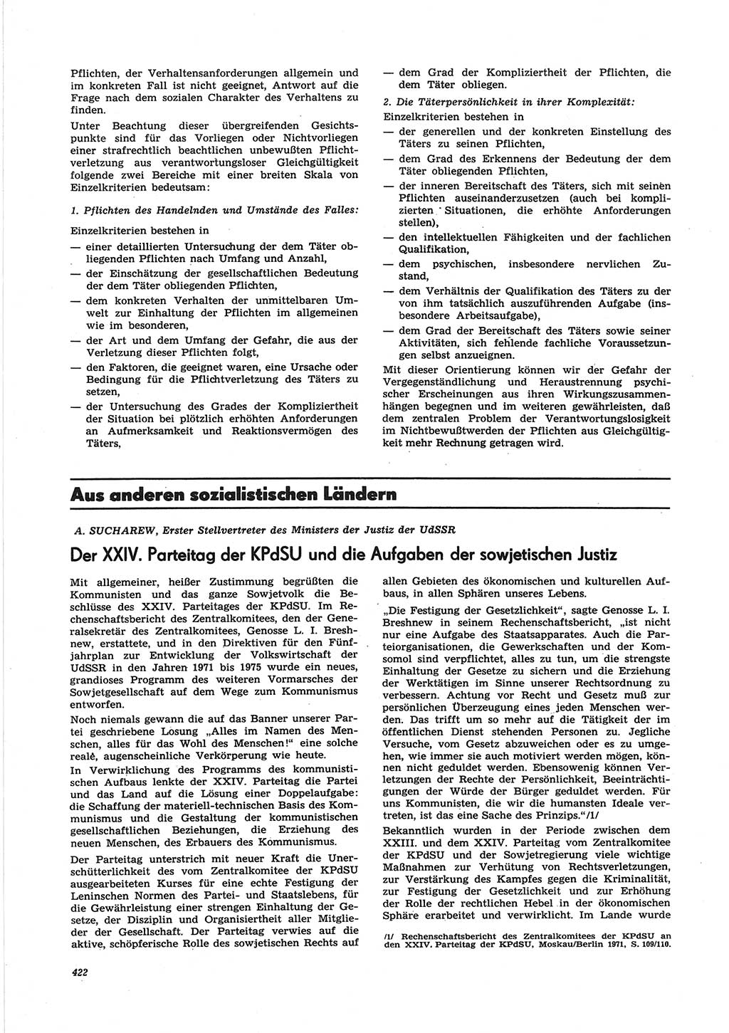 Neue Justiz (NJ), Zeitschrift für Recht und Rechtswissenschaft [Deutsche Demokratische Republik (DDR)], 25. Jahrgang 1971, Seite 422 (NJ DDR 1971, S. 422)