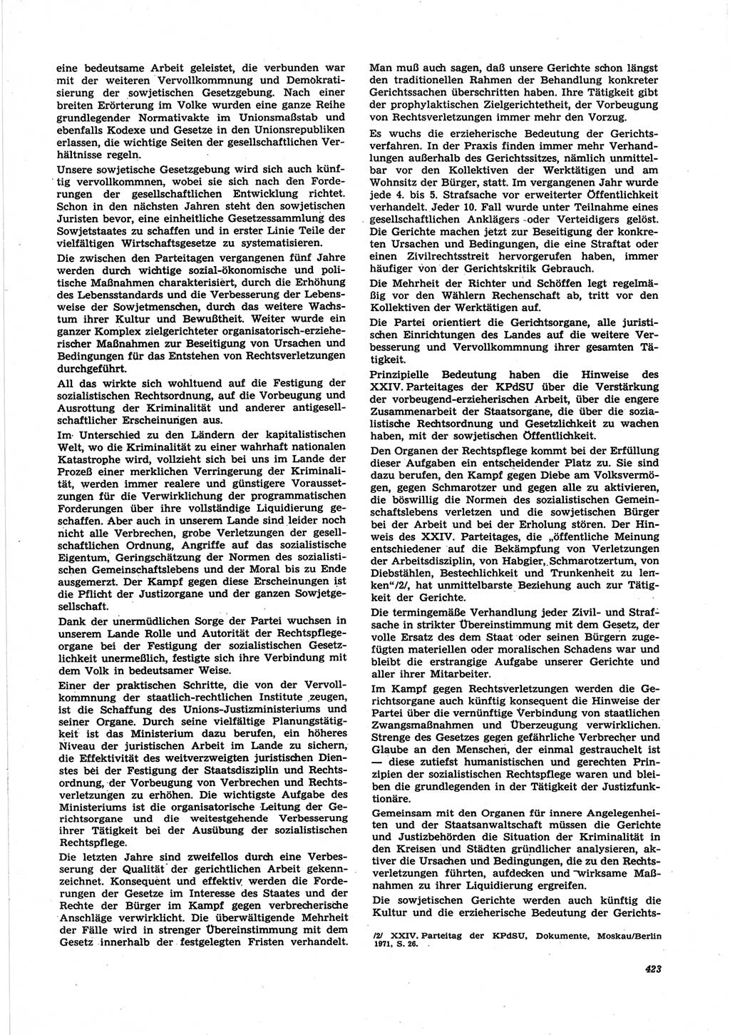 Neue Justiz (NJ), Zeitschrift für Recht und Rechtswissenschaft [Deutsche Demokratische Republik (DDR)], 25. Jahrgang 1971, Seite 423 (NJ DDR 1971, S. 423)