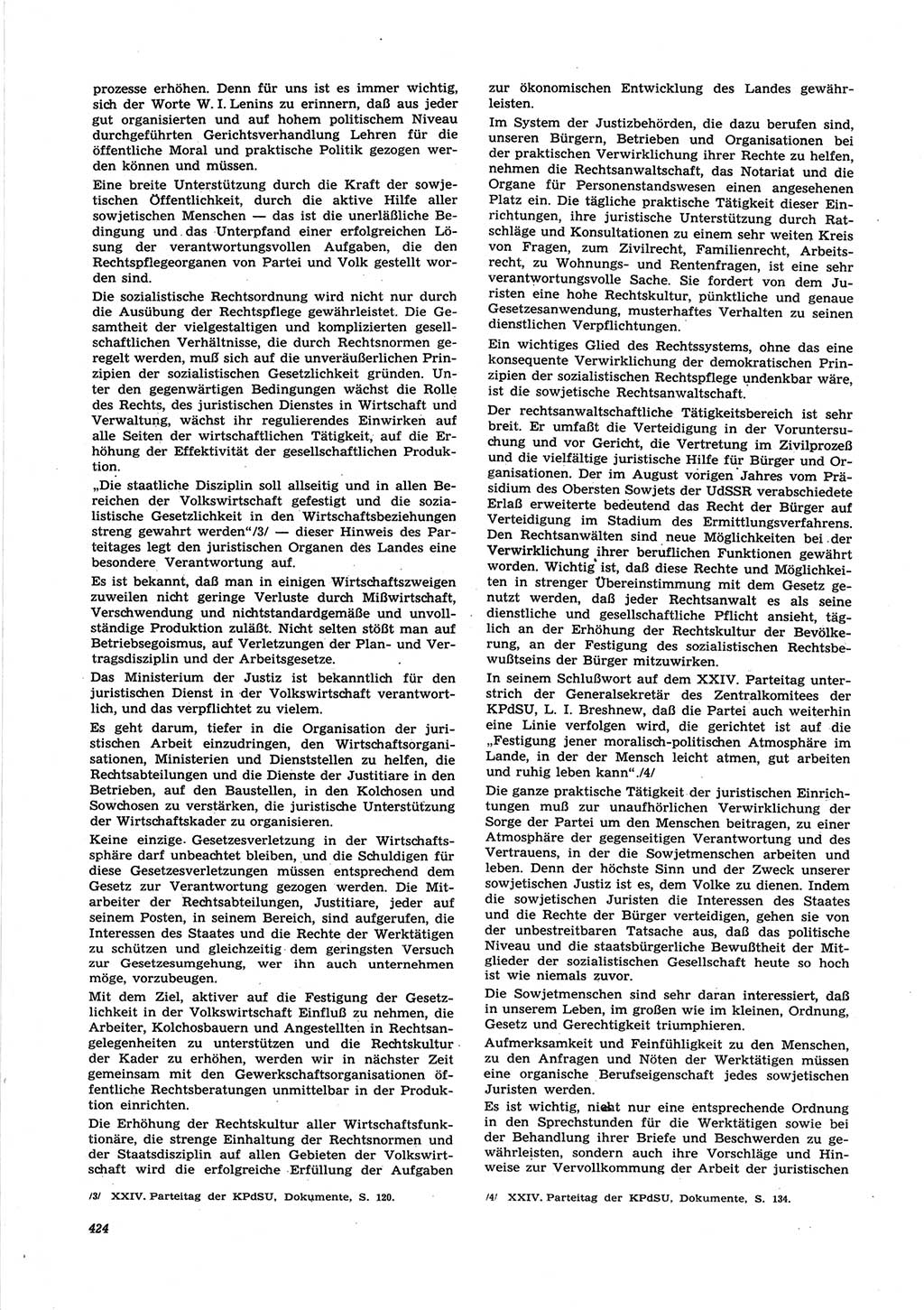 Neue Justiz (NJ), Zeitschrift für Recht und Rechtswissenschaft [Deutsche Demokratische Republik (DDR)], 25. Jahrgang 1971, Seite 424 (NJ DDR 1971, S. 424)